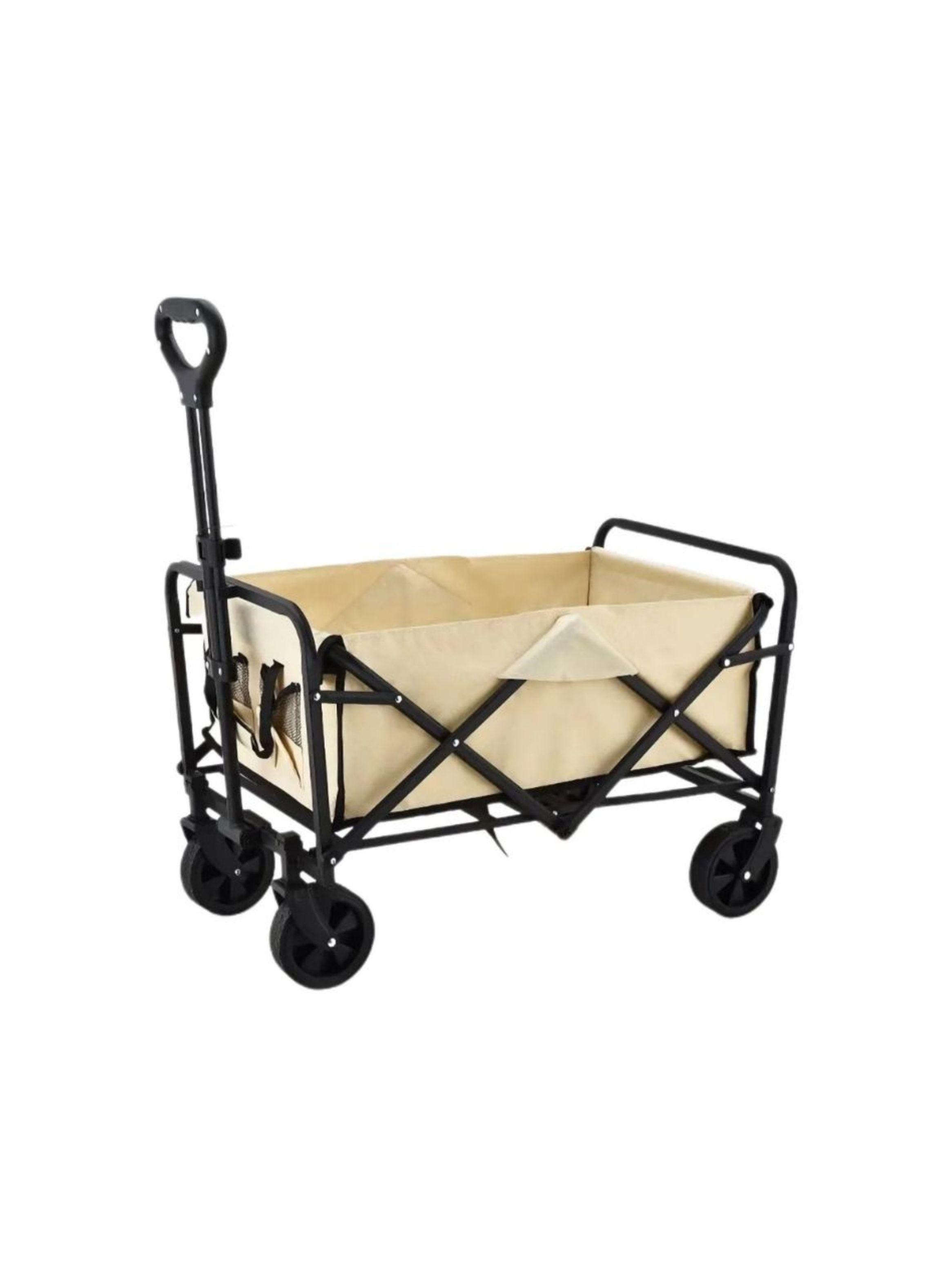 Carrito Plegable Organizador Camping Verano Carga Pequeña Beige-0