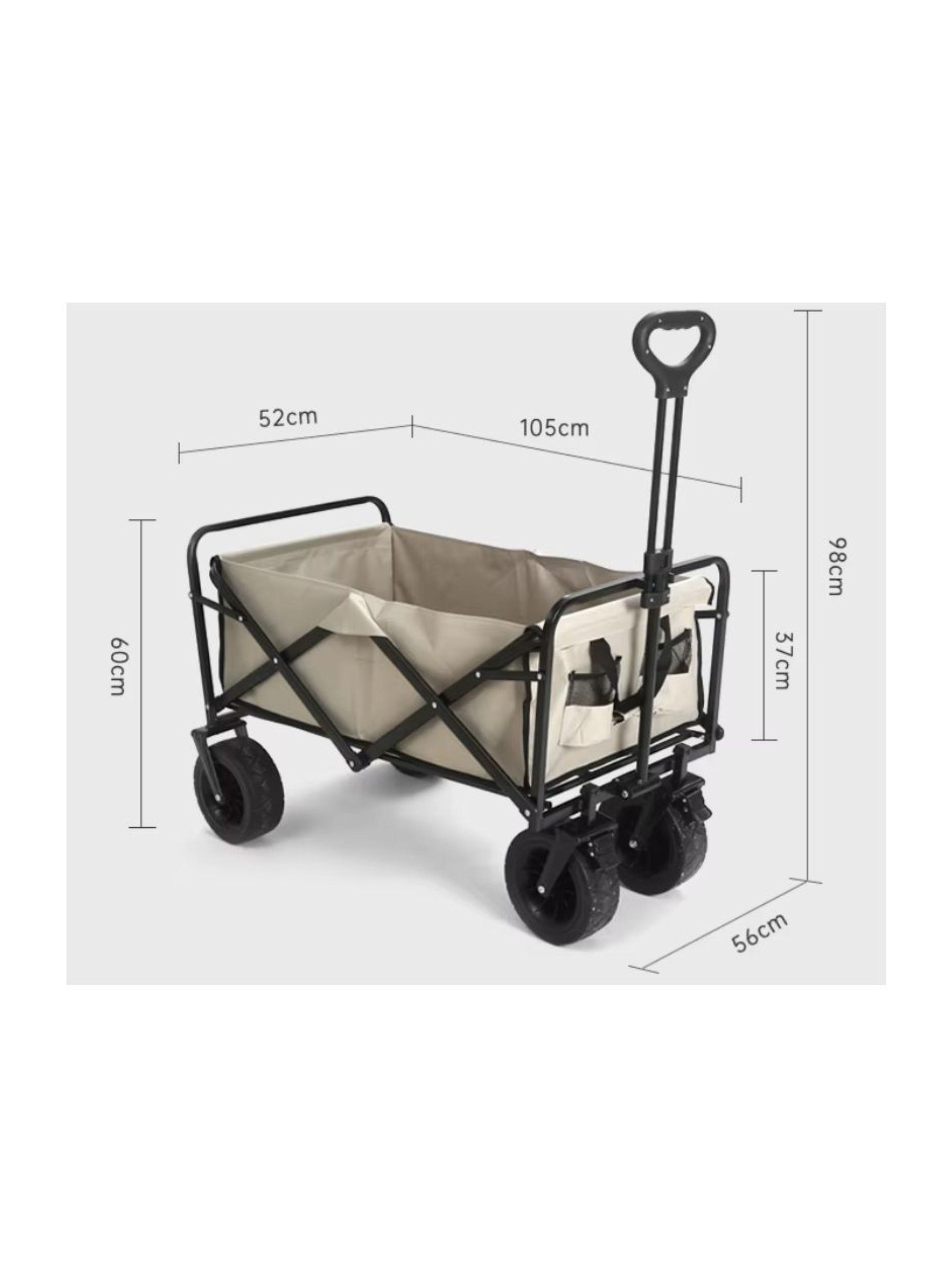 Carrito Plegable Organizador Camping Verano Carga Pequeña Beige-1