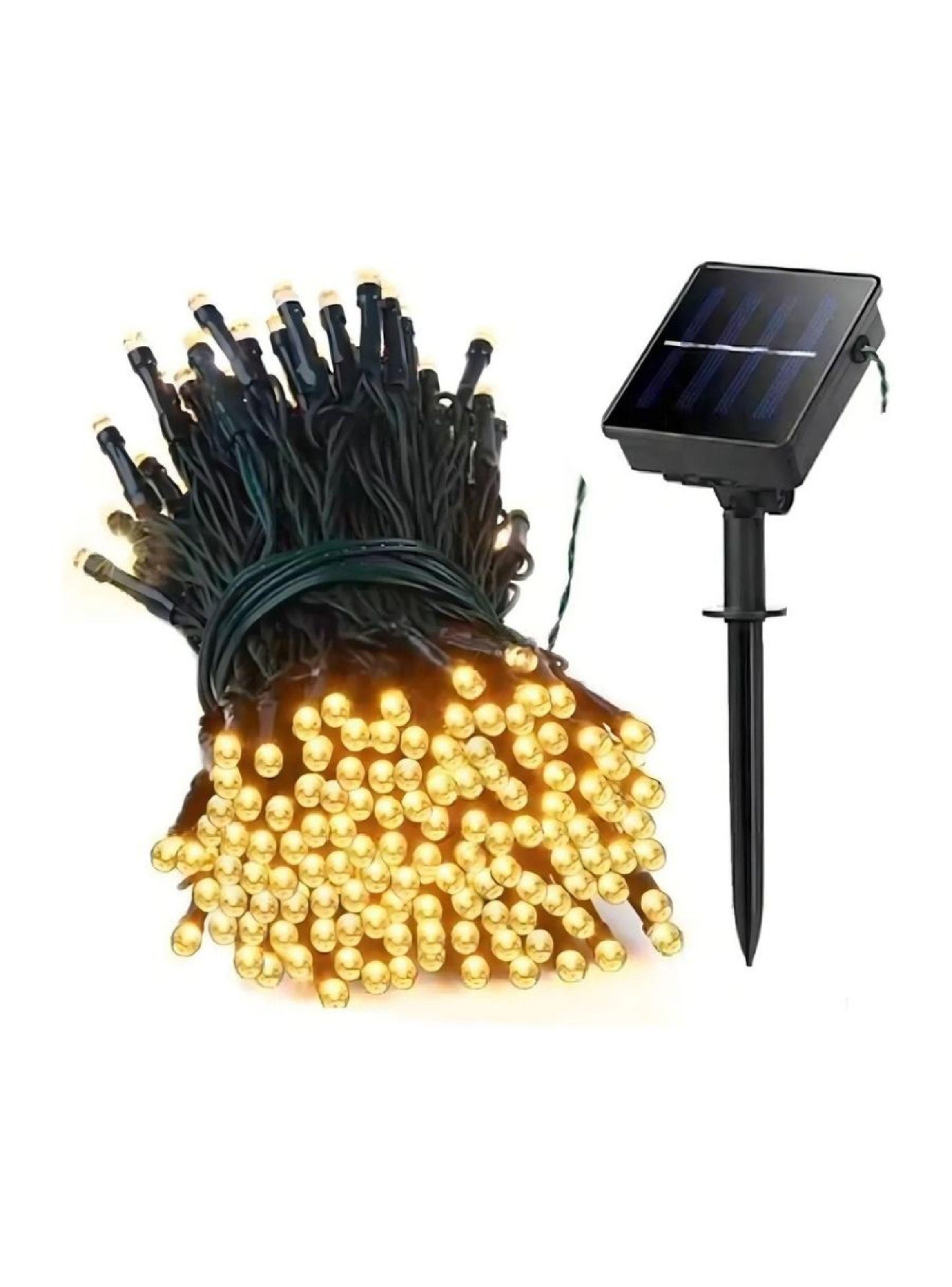 Luces Guirnalda Solar 10 Metros 100 Led Cálida Navidad-3