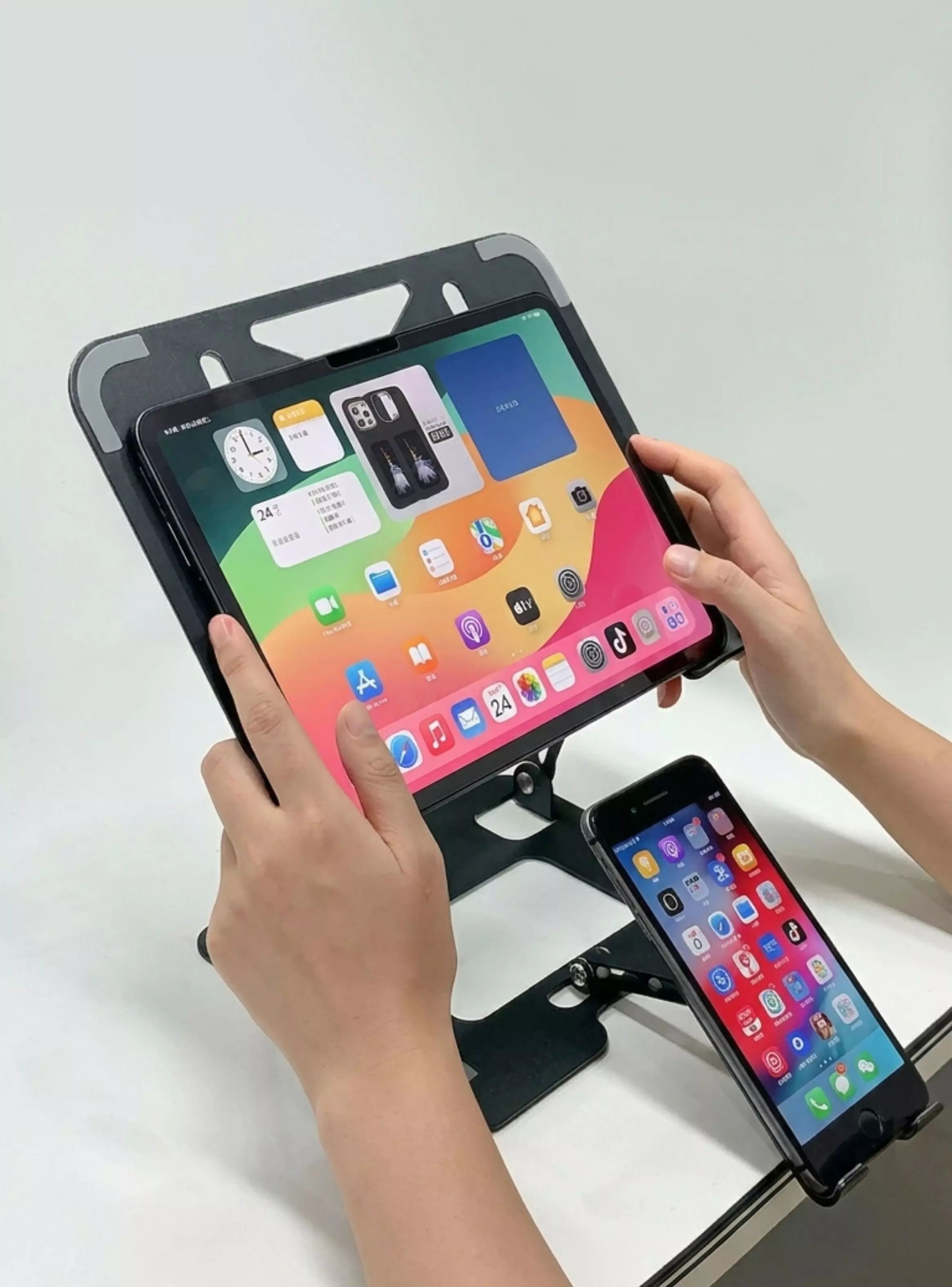 Soporte Ergonómico de Aluminio para Laptop y Celular 2 en 1-4