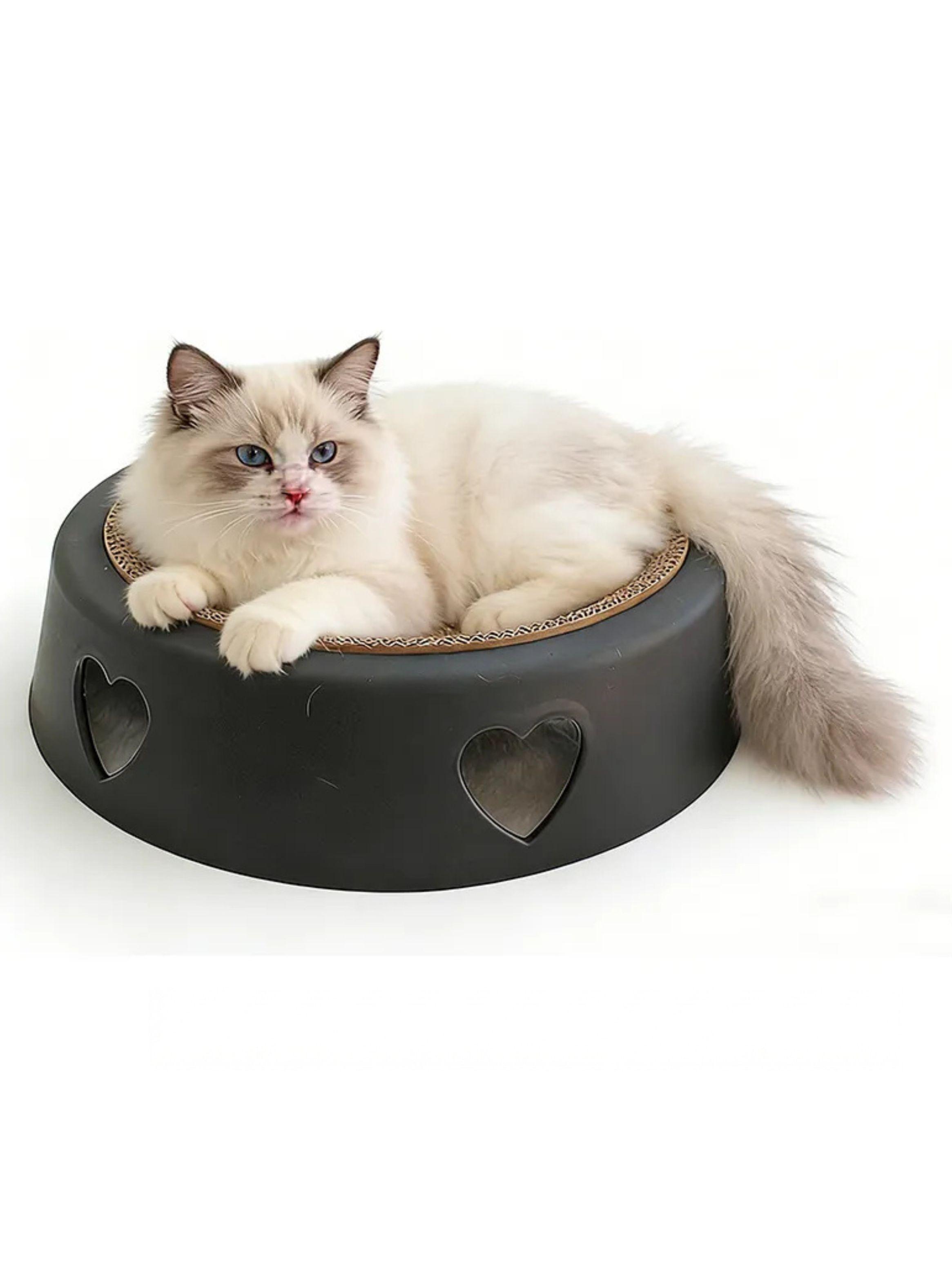 Rascador De Cartón Corrugado Para Gatos Redondo Negro 44cm-2