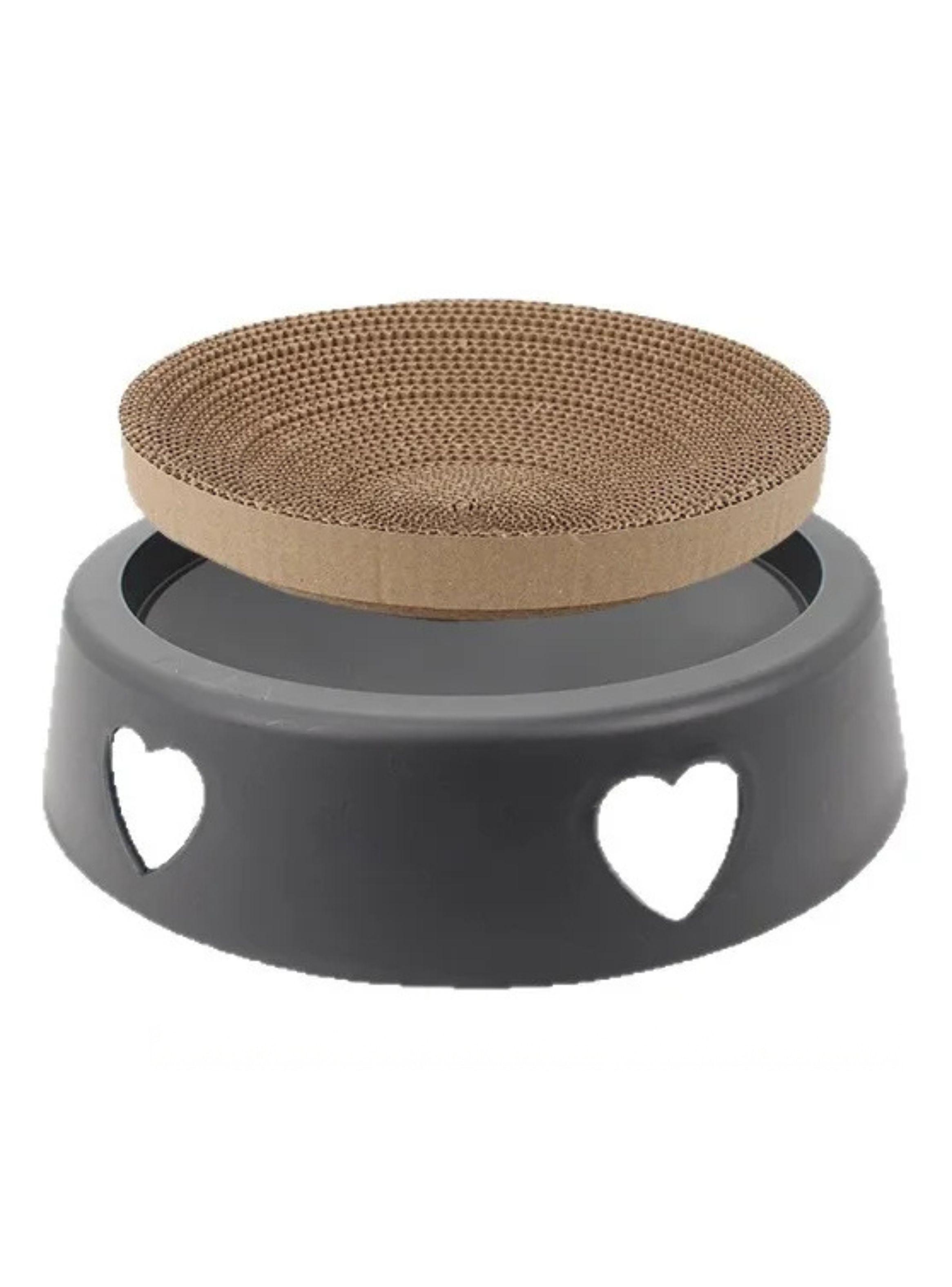Rascador De Cartón Corrugado Para Gatos Redondo Negro 44cm-3