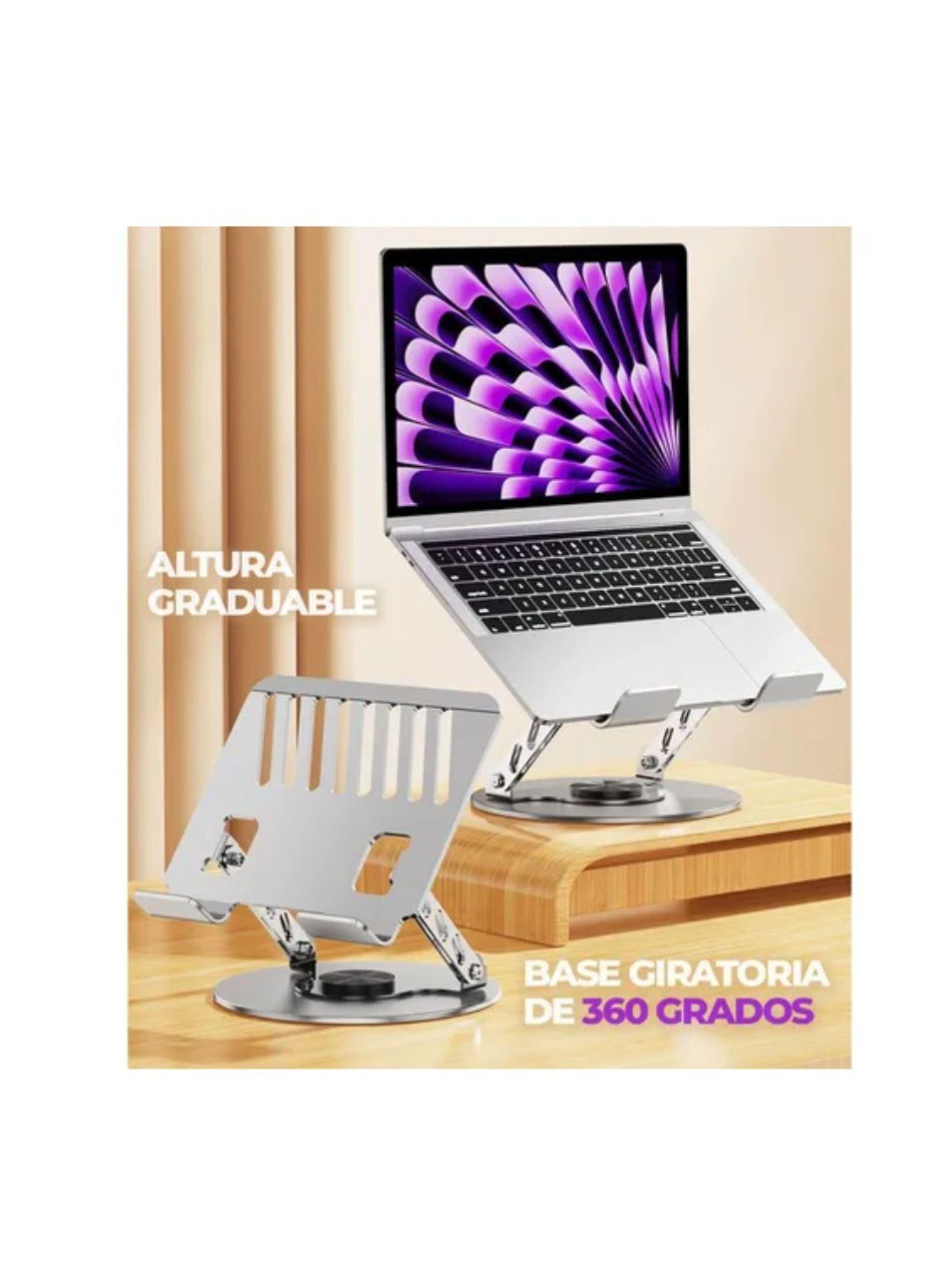 Soporte Para Tableta Portátil Aluminio Giratorio 360º Gris-3