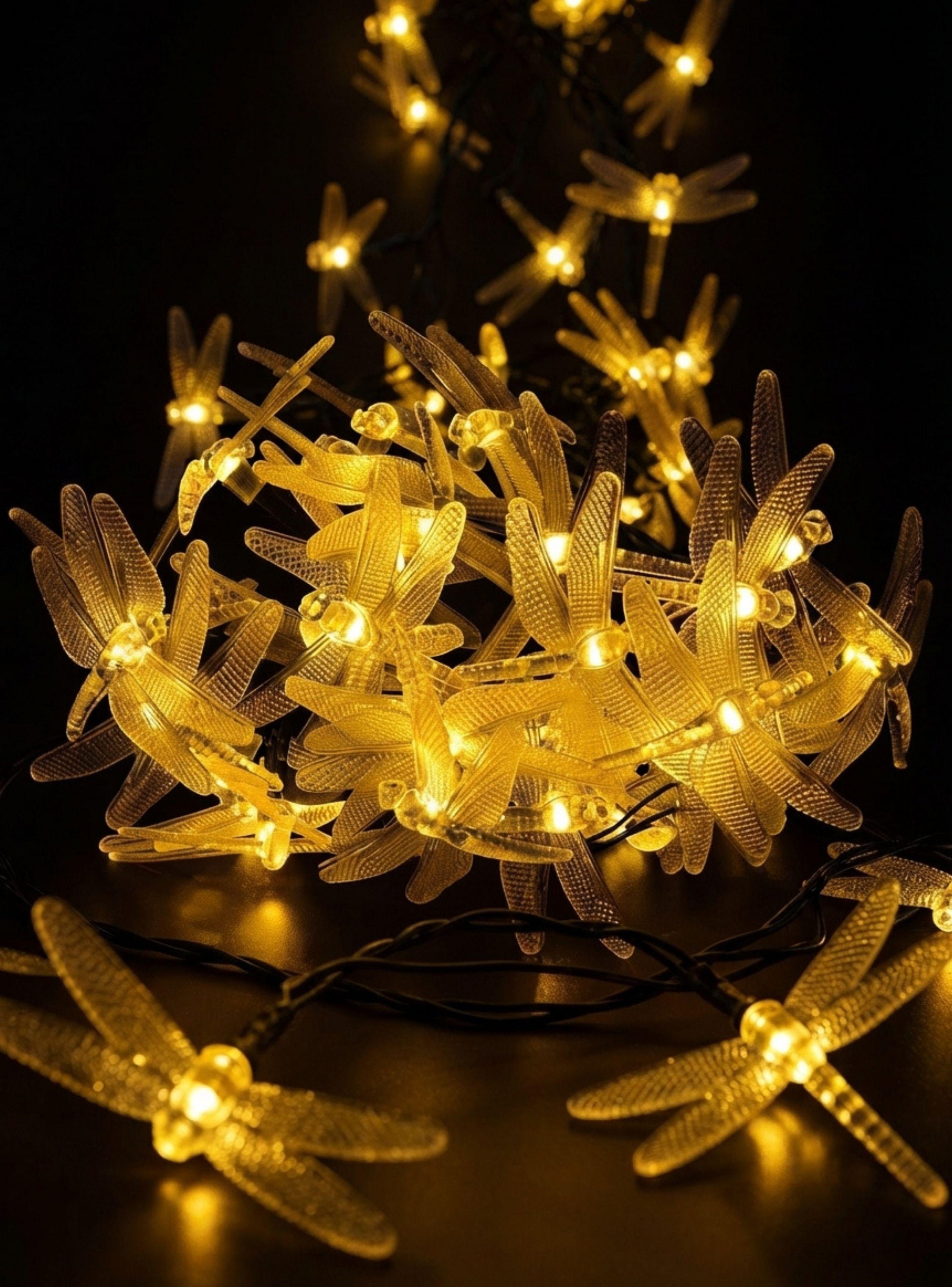 Luces Solares Libélula Guirnalda Exterior Navidad Led Cálido-1