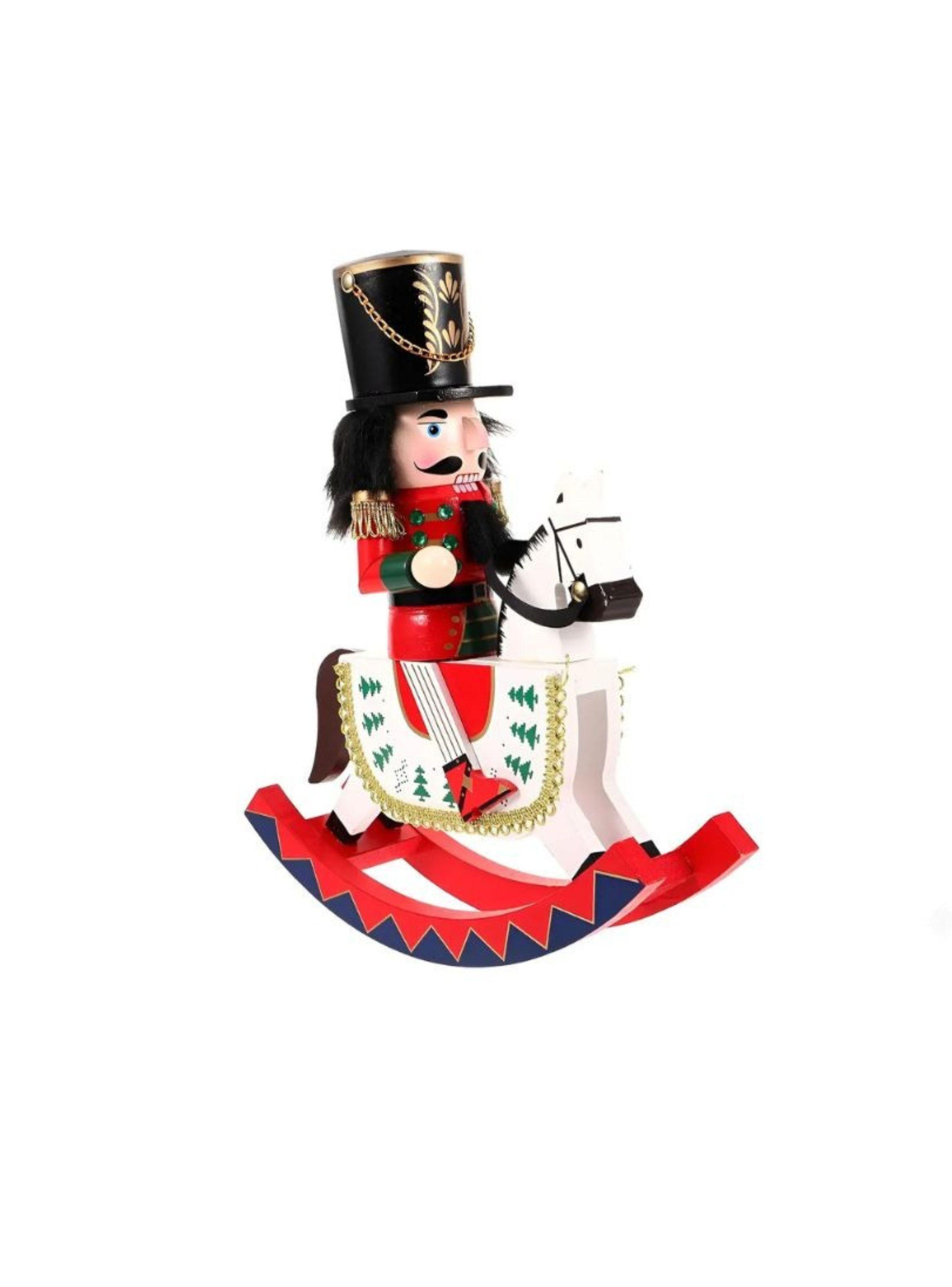  Cascanueces Caballito De Madera Artesanal Decorativo Navidad 30cm-0