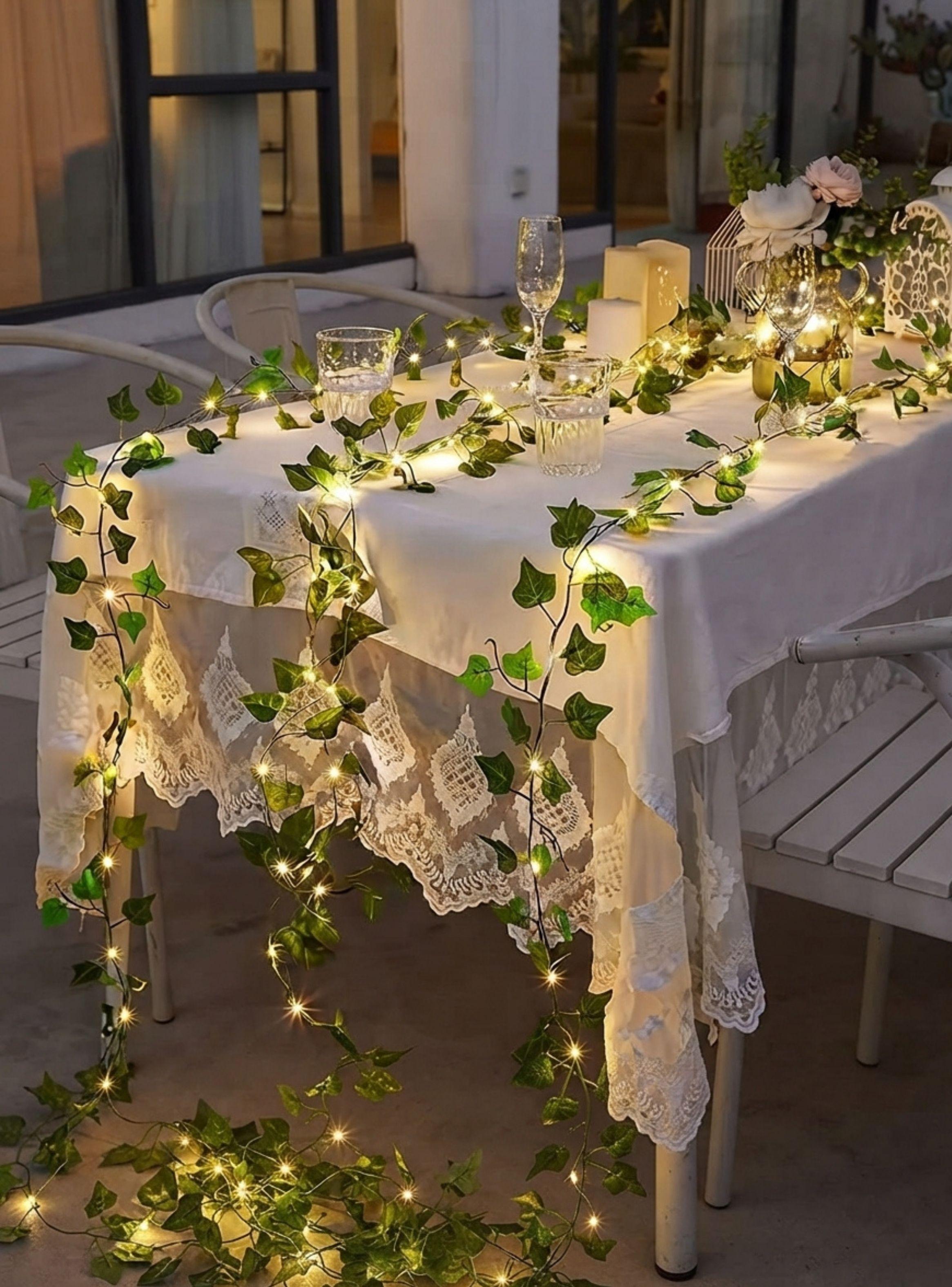 Guirnalda Enredadera Artificial Con Luces Led Cálidas 3x1M-1