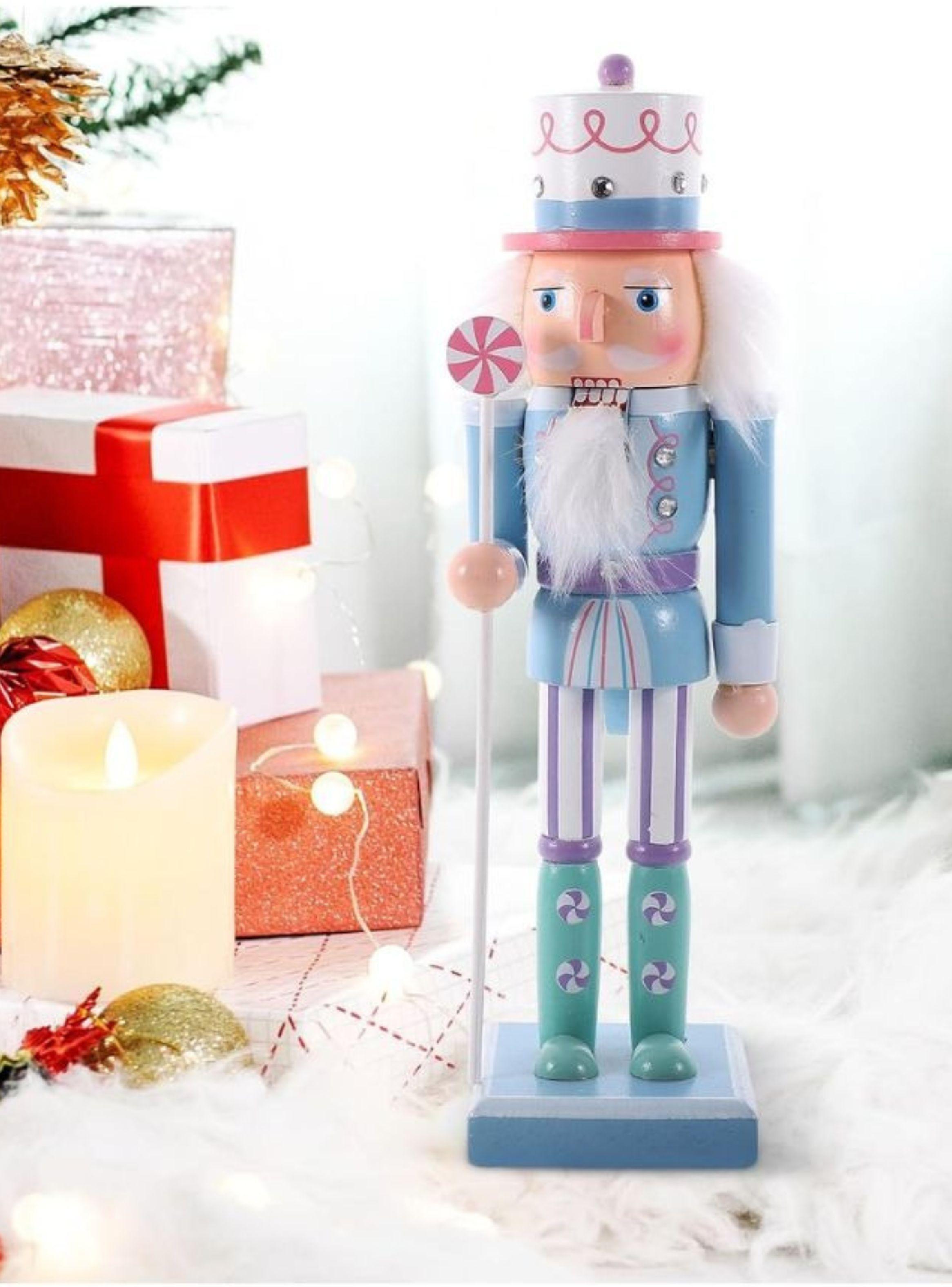 Cascanueces Navideño De Madera Soldado Azul Decoracion Navidad 39cm-2