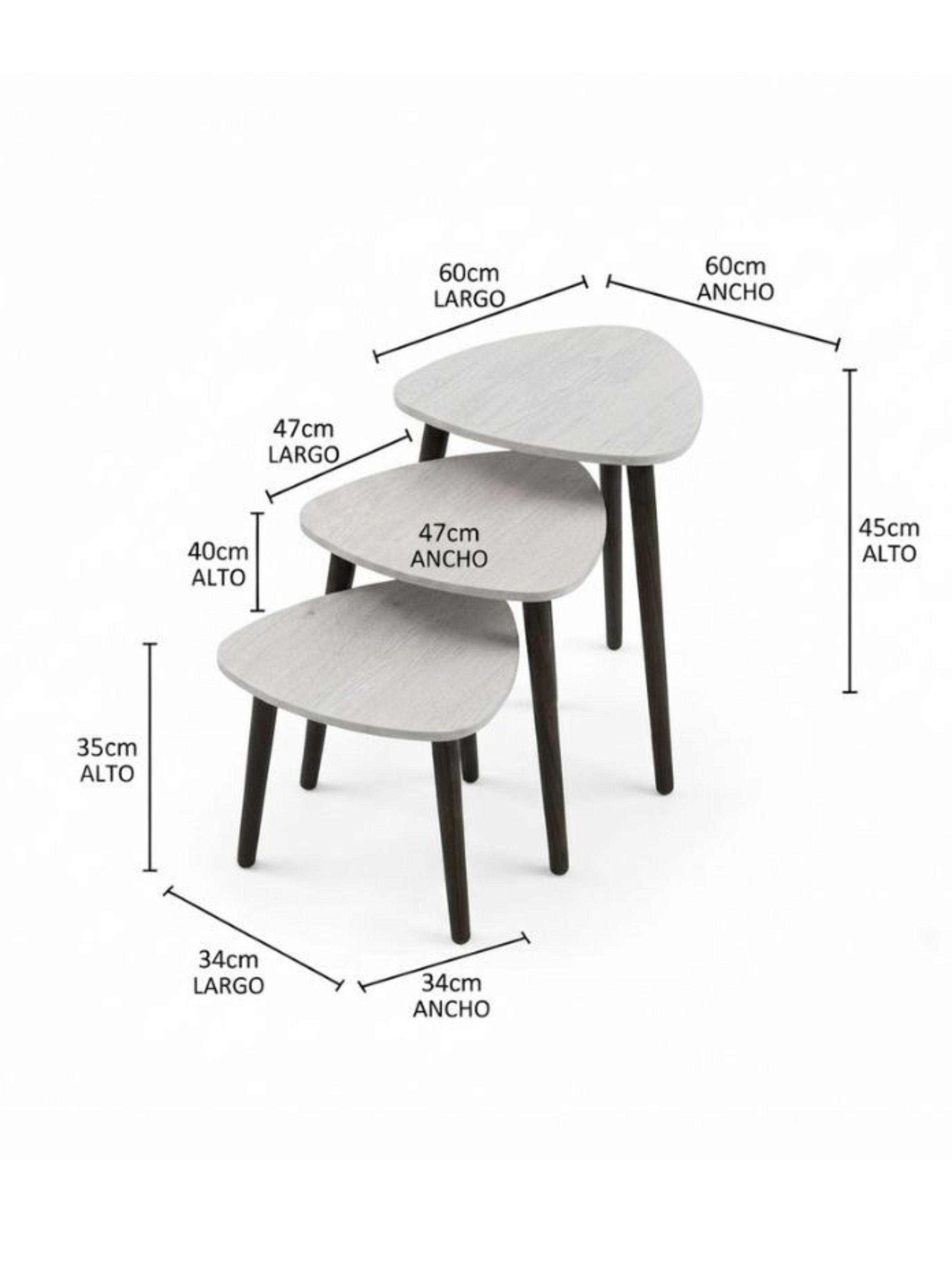 Set 3 Mesas Nido Marmol Blanco Forma Petalo Living-2