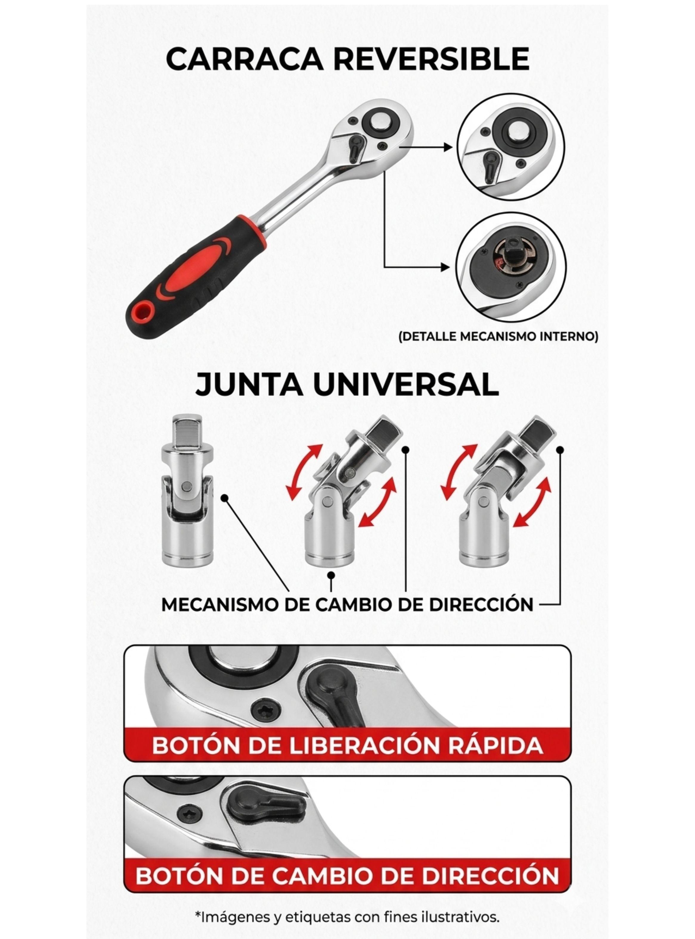 Juego De Dados Y Ratchet 53 Piezas Cr-v 1/4 Maletín Mecánica-2