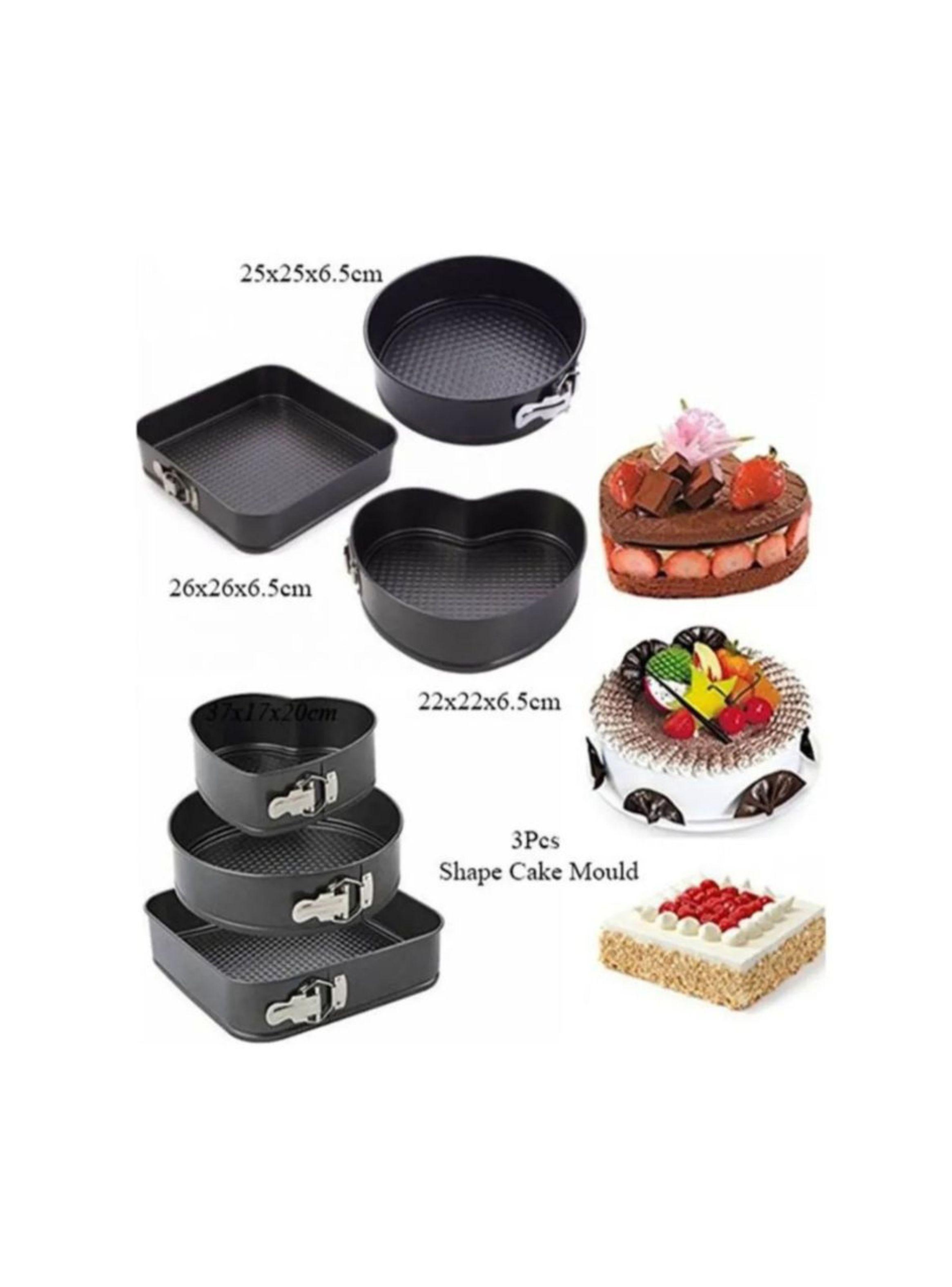 Set 3 Molde Repostería Desmontable Corazón Redondo Cuadrado-2