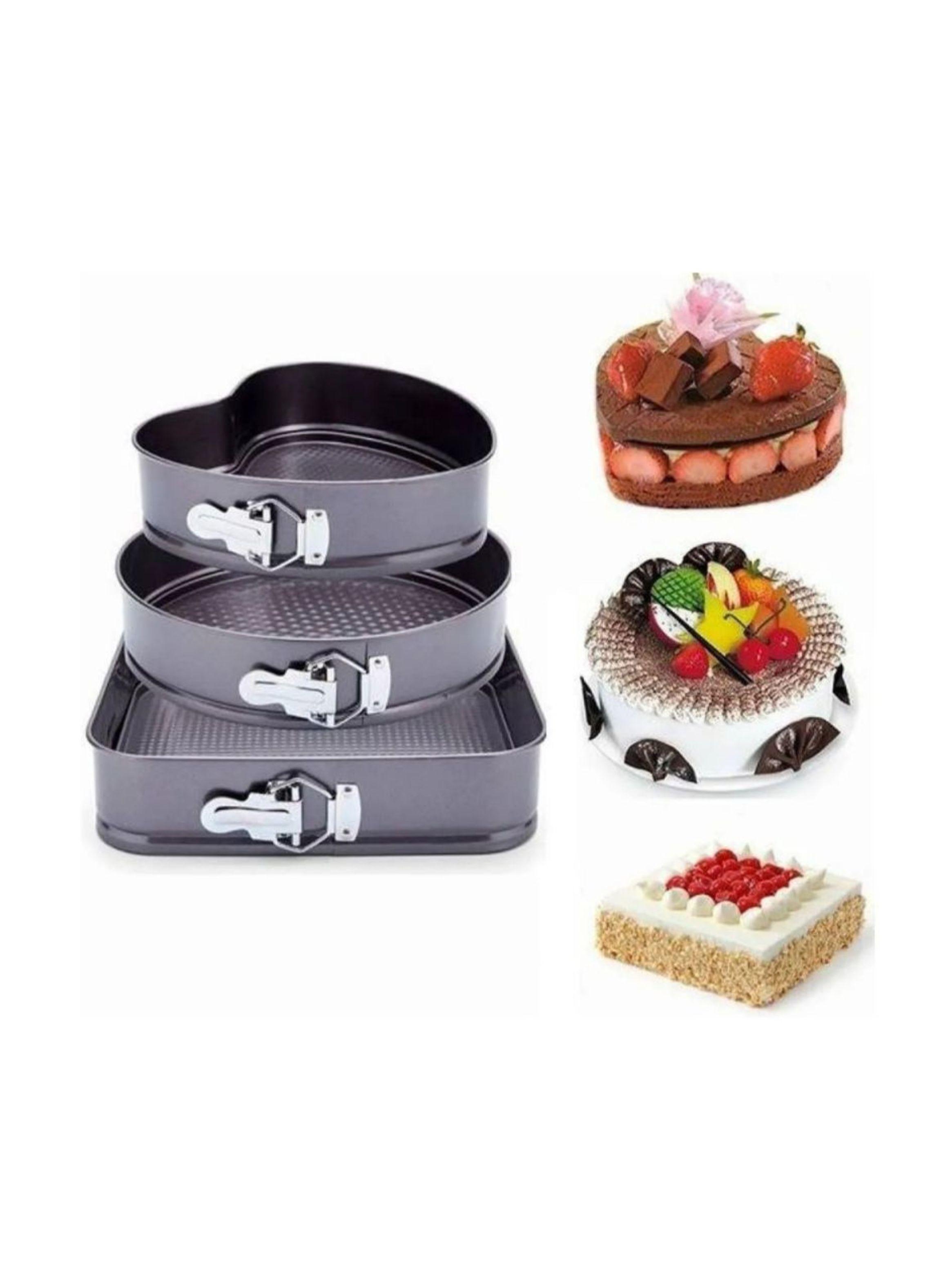 Set 3 Molde Repostería Desmontable Corazón Redondo Cuadrado-3