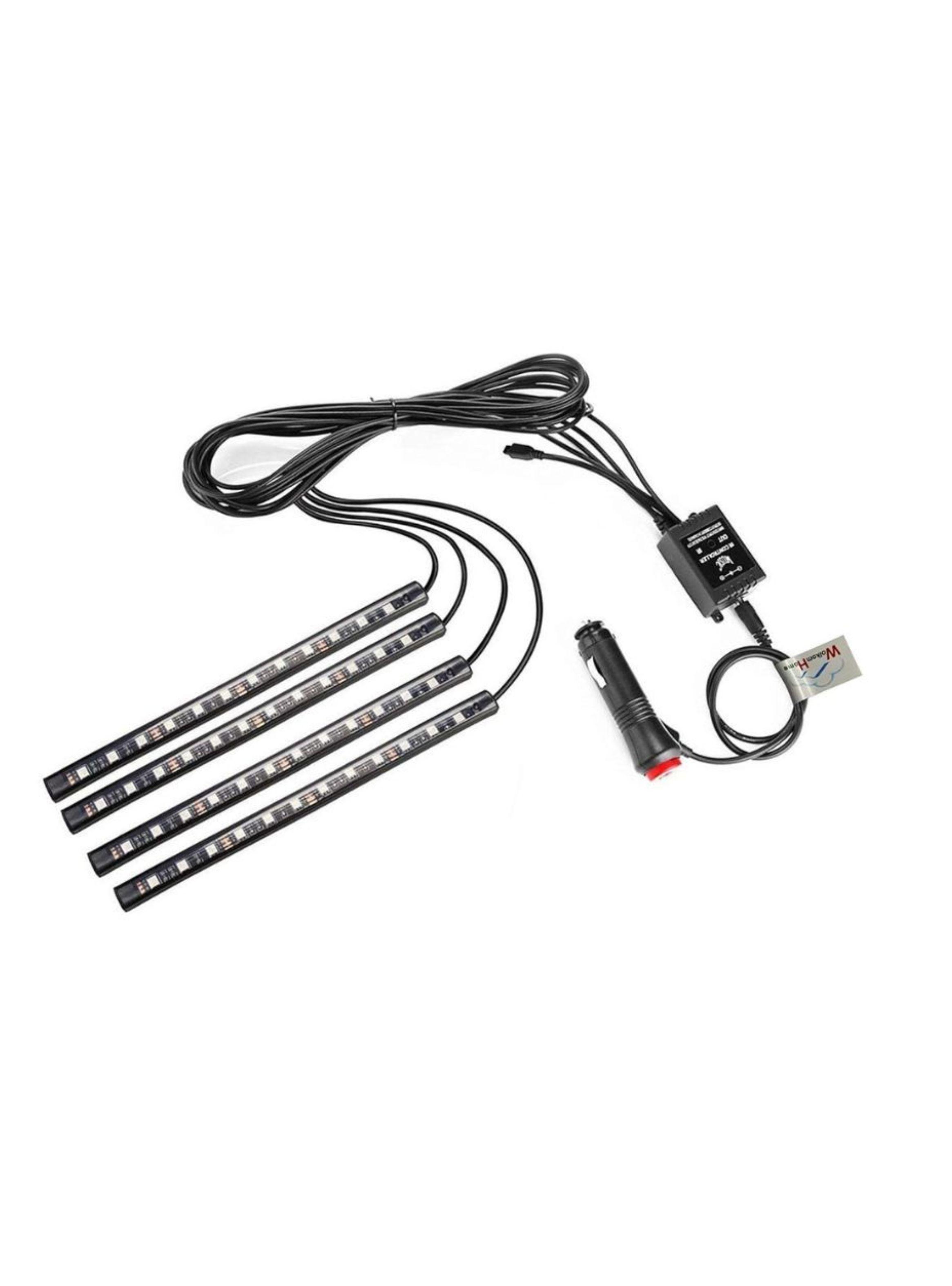 Tiras Led Rgb Interior Auto Reactivas Al Sonido Con Control Remoto 4 Piezas-0
