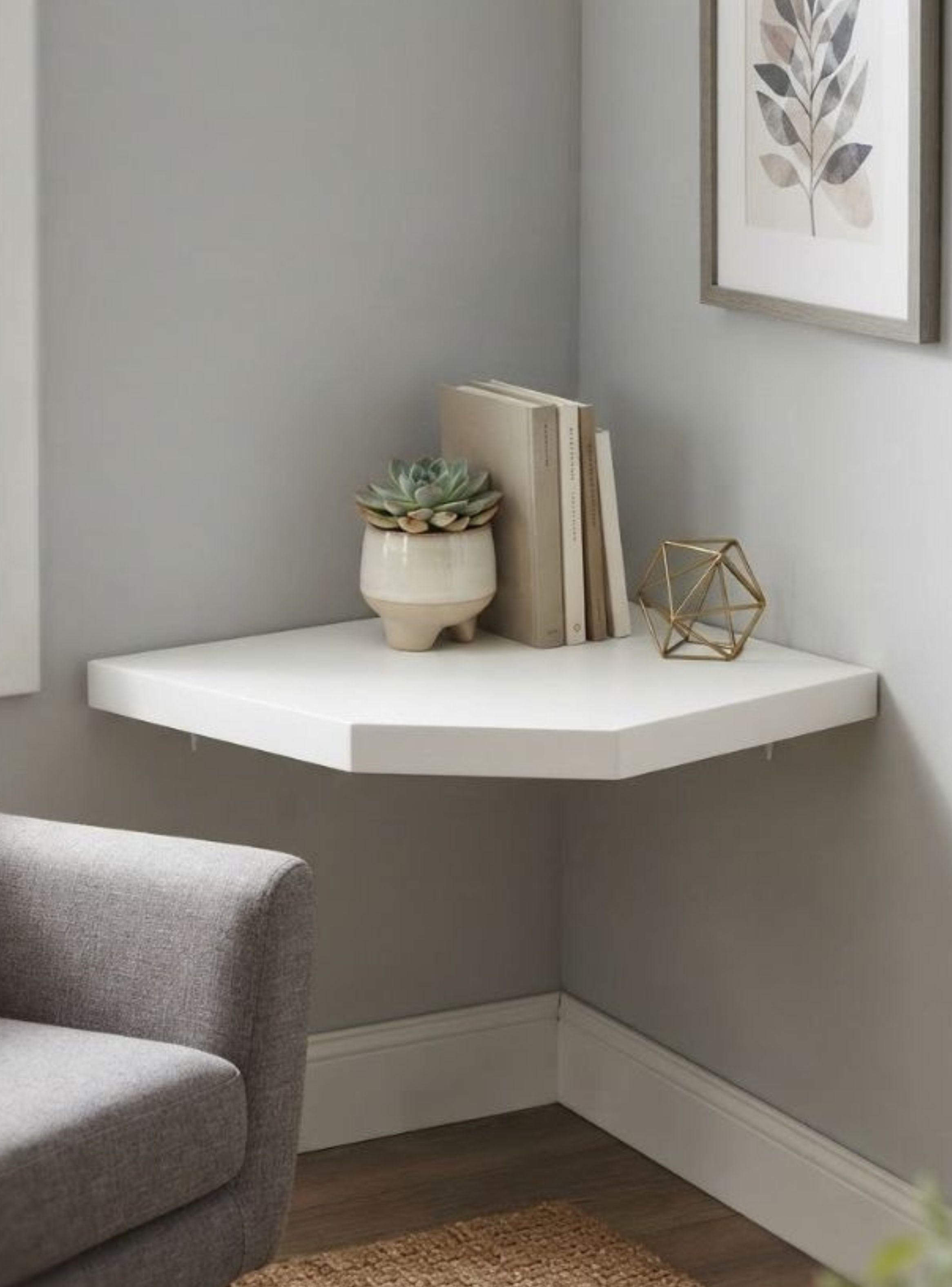 Repisa De Esquina Flotante Minimalista Blanca Organizador 25cm-3