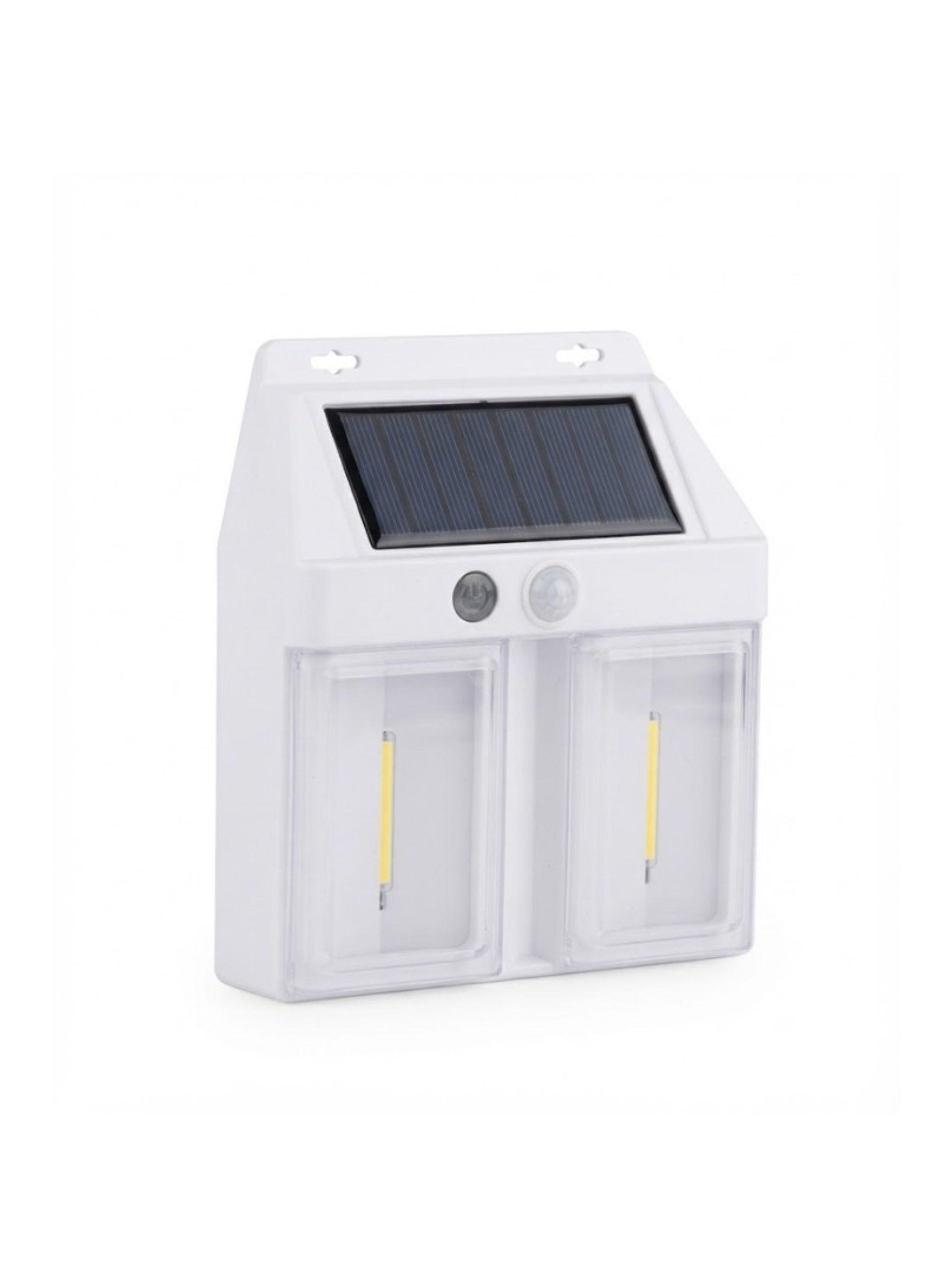 Farol Solar De Pared Led Con Sensor De Movimiento Exterior 2 Leds Luz Cálida-0