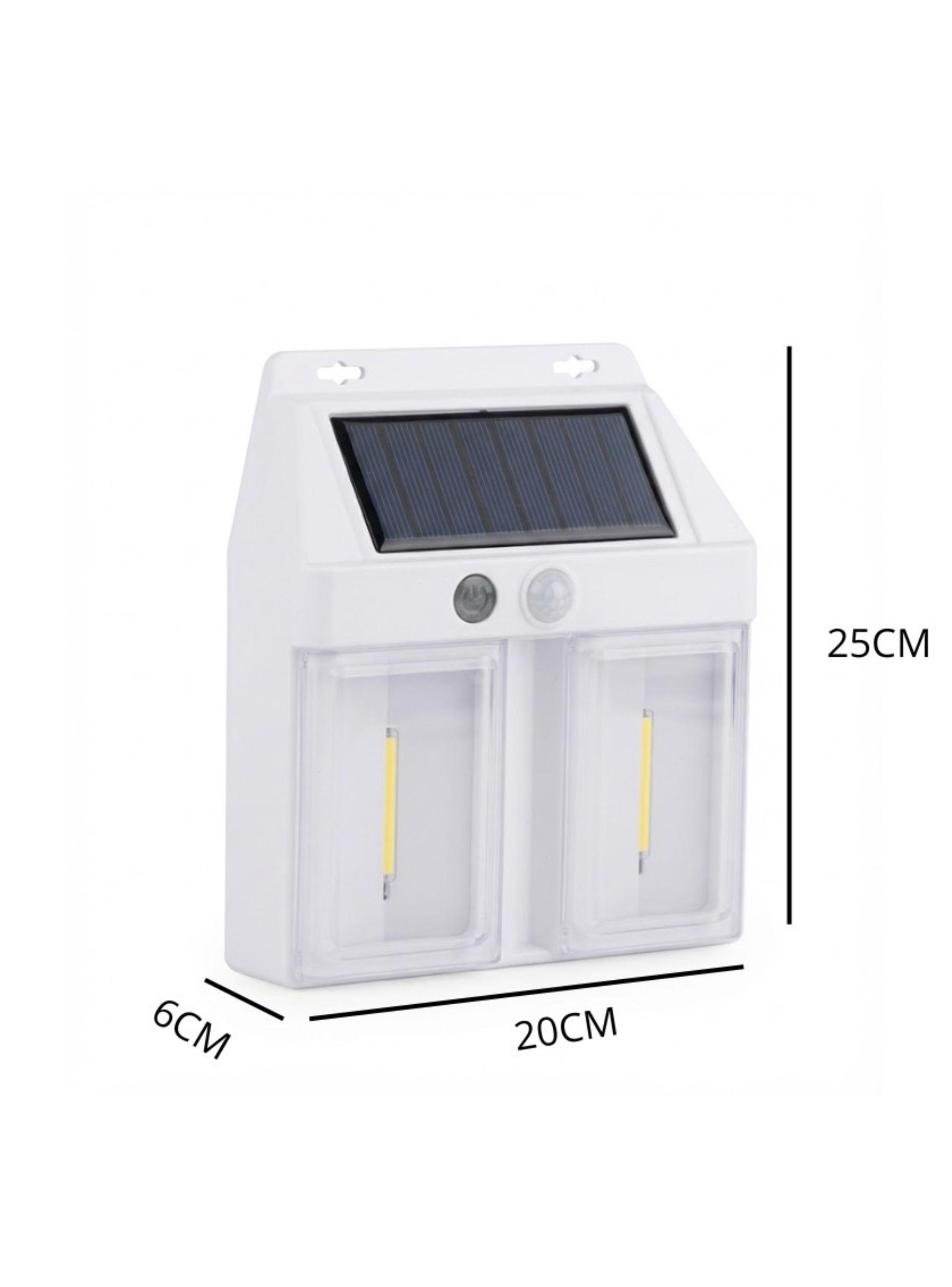 Farol Solar De Pared Led Con Sensor De Movimiento Exterior 2 Leds Luz Cálida-2