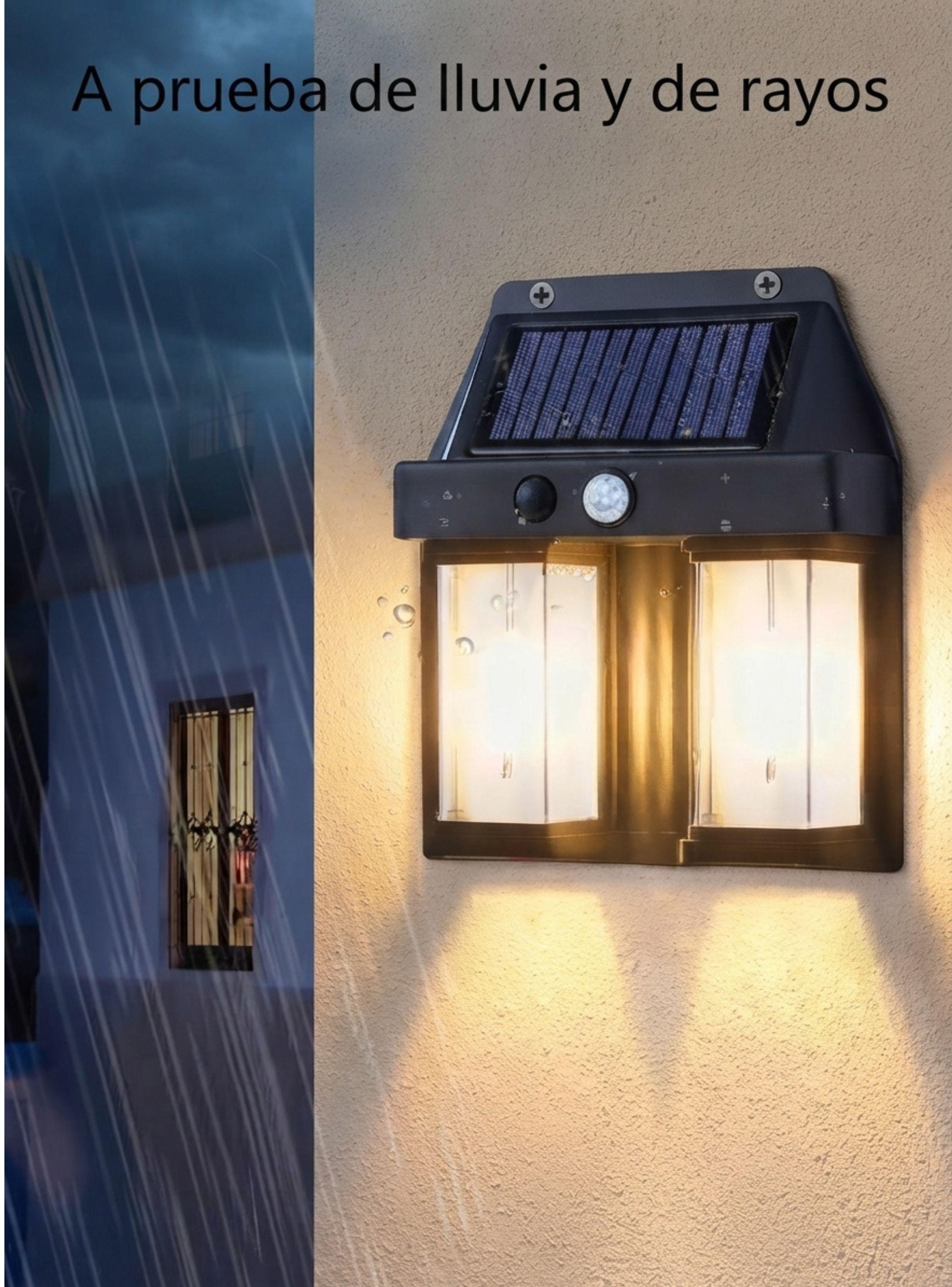 Farol Solar De Pared Led Con Sensor De Movimiento Exterior 2 Leds Luz Cálida-3