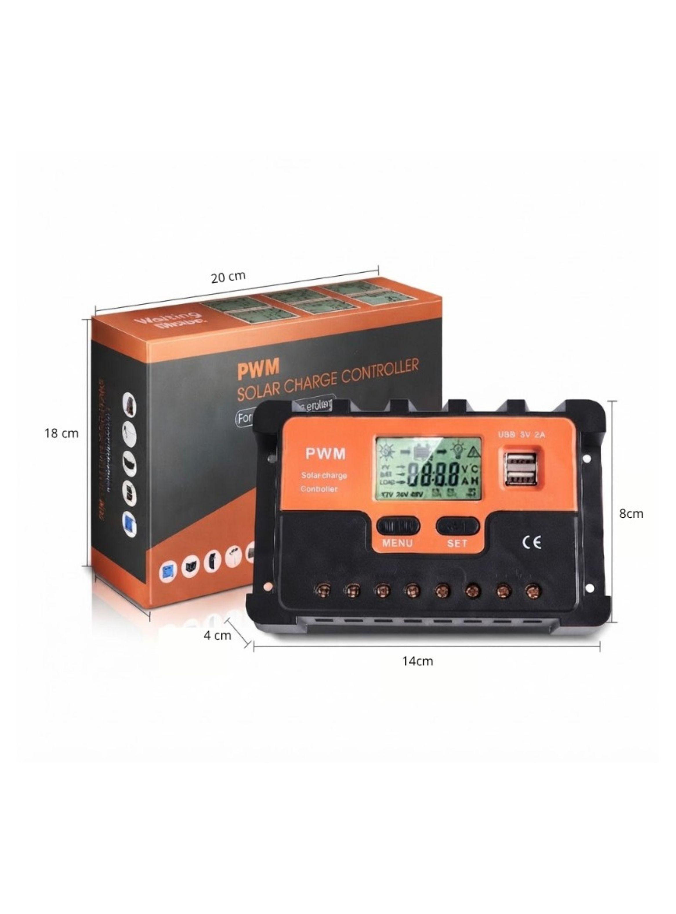  Controlador De Carga Solar Pwm 12v 24v Con Pantalla Lcd Y Usb 5v-1