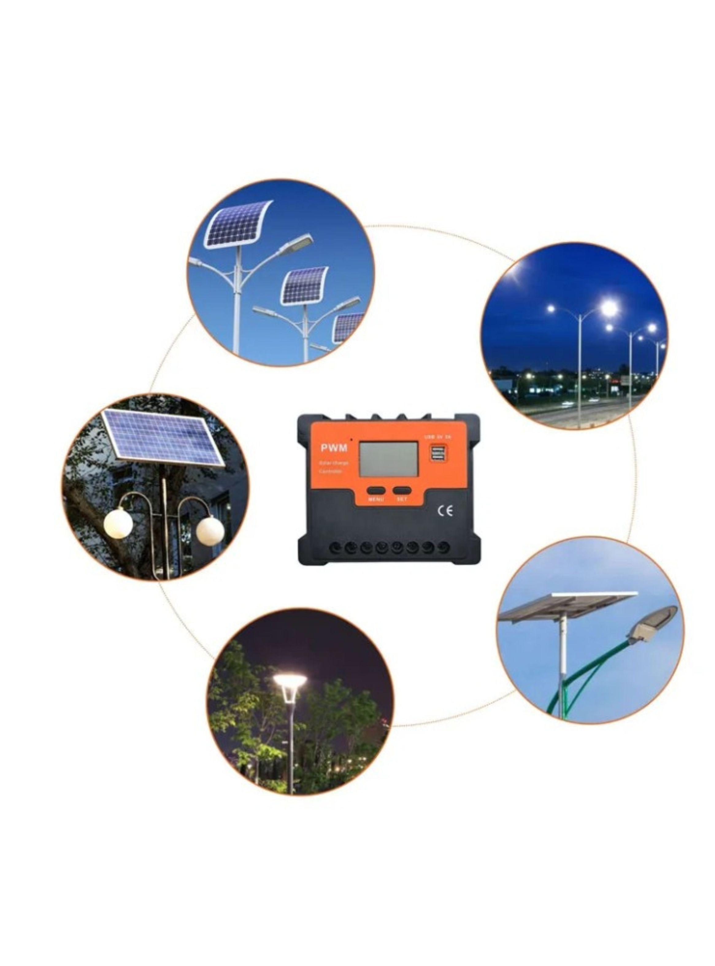  Controlador De Carga Solar Pwm 12v 24v Con Pantalla Lcd Y Usb 5v-2