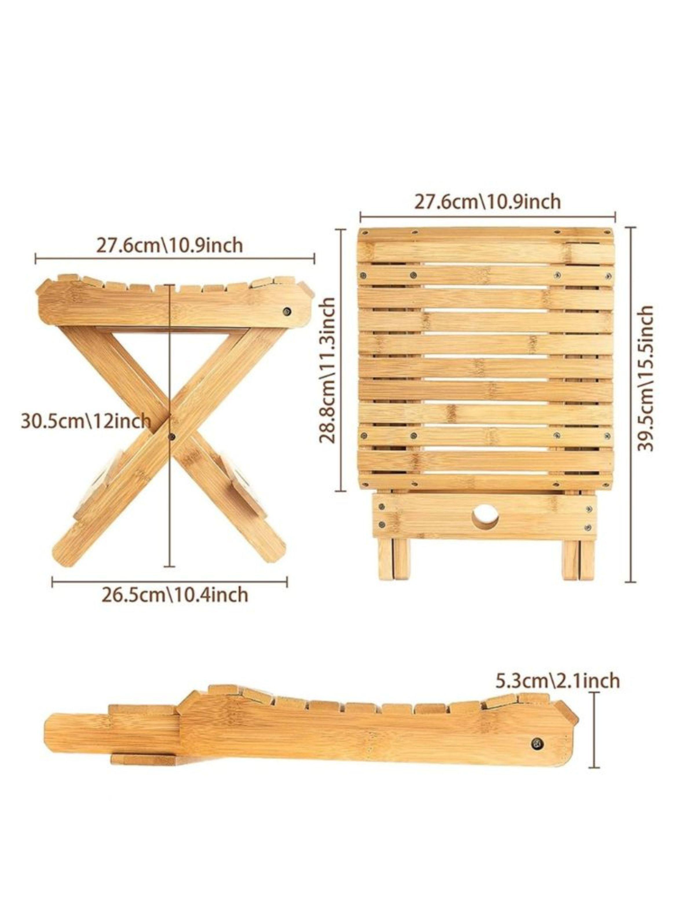 Taburete Otomana Plegable De Bambú-3