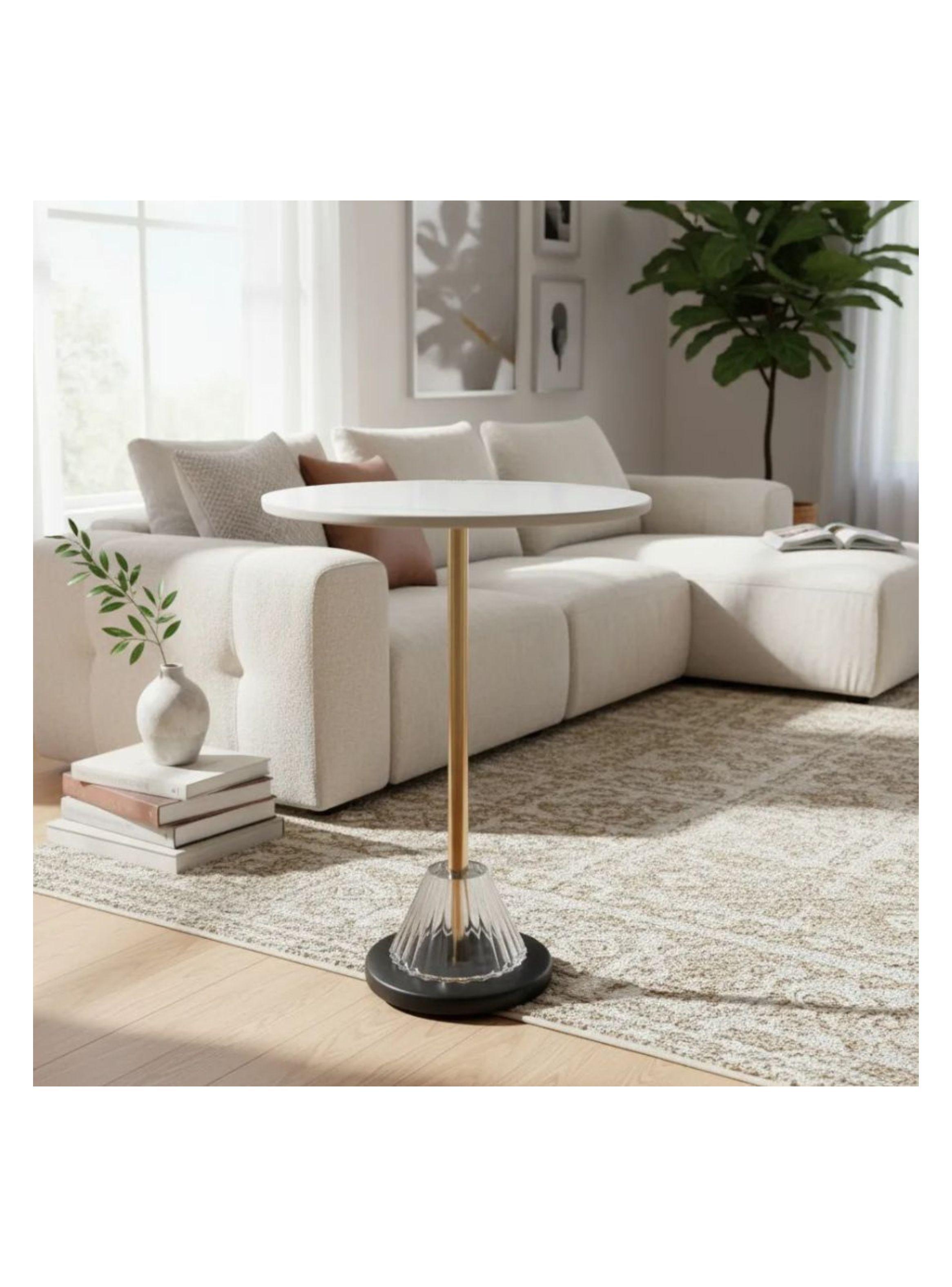 Mesa De Centro Redonda 35 Cm Blanco-2