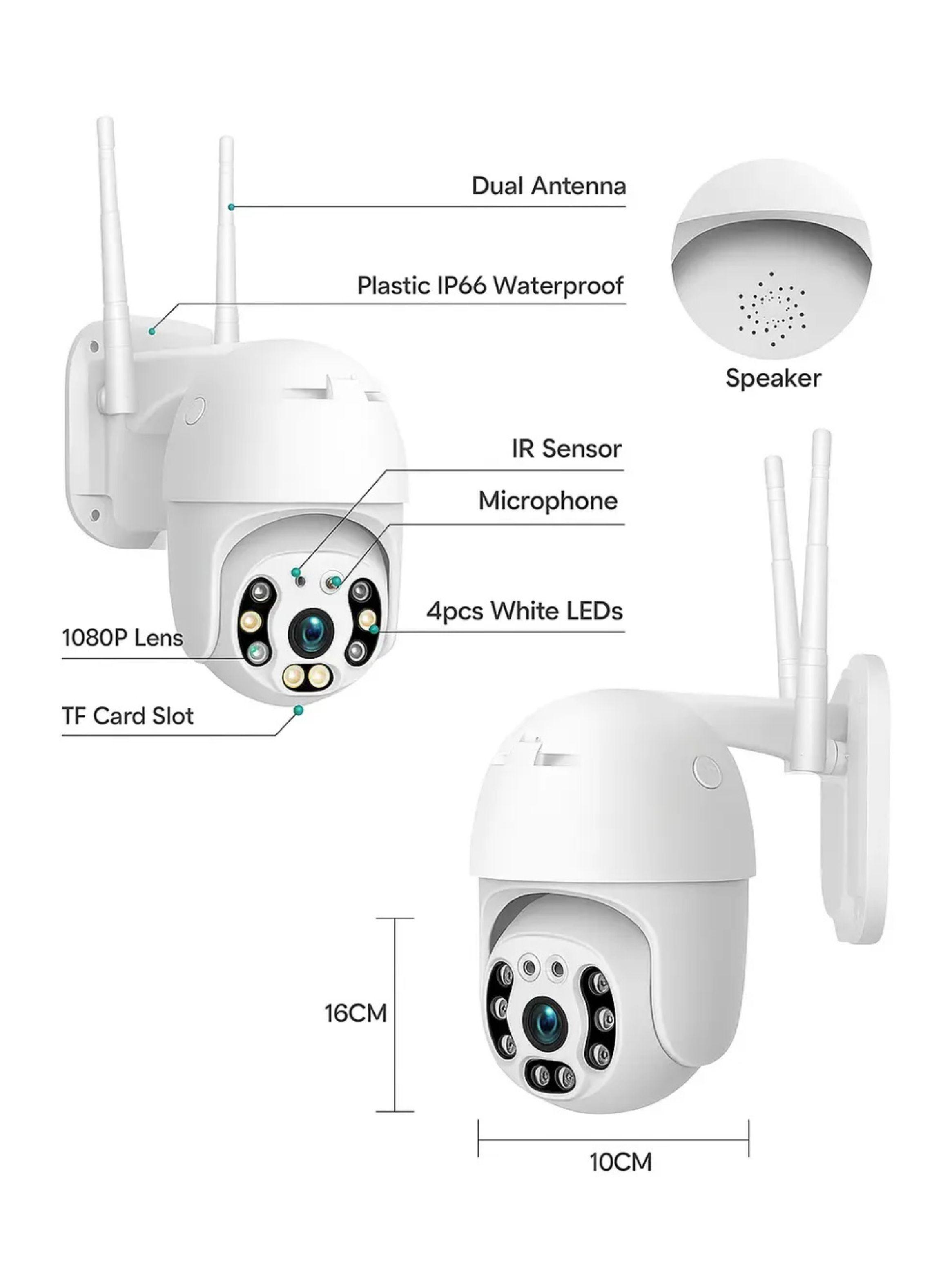 Cámara Seguridad Exterior Wifi Domo Rotativa 360 Full Hd-2