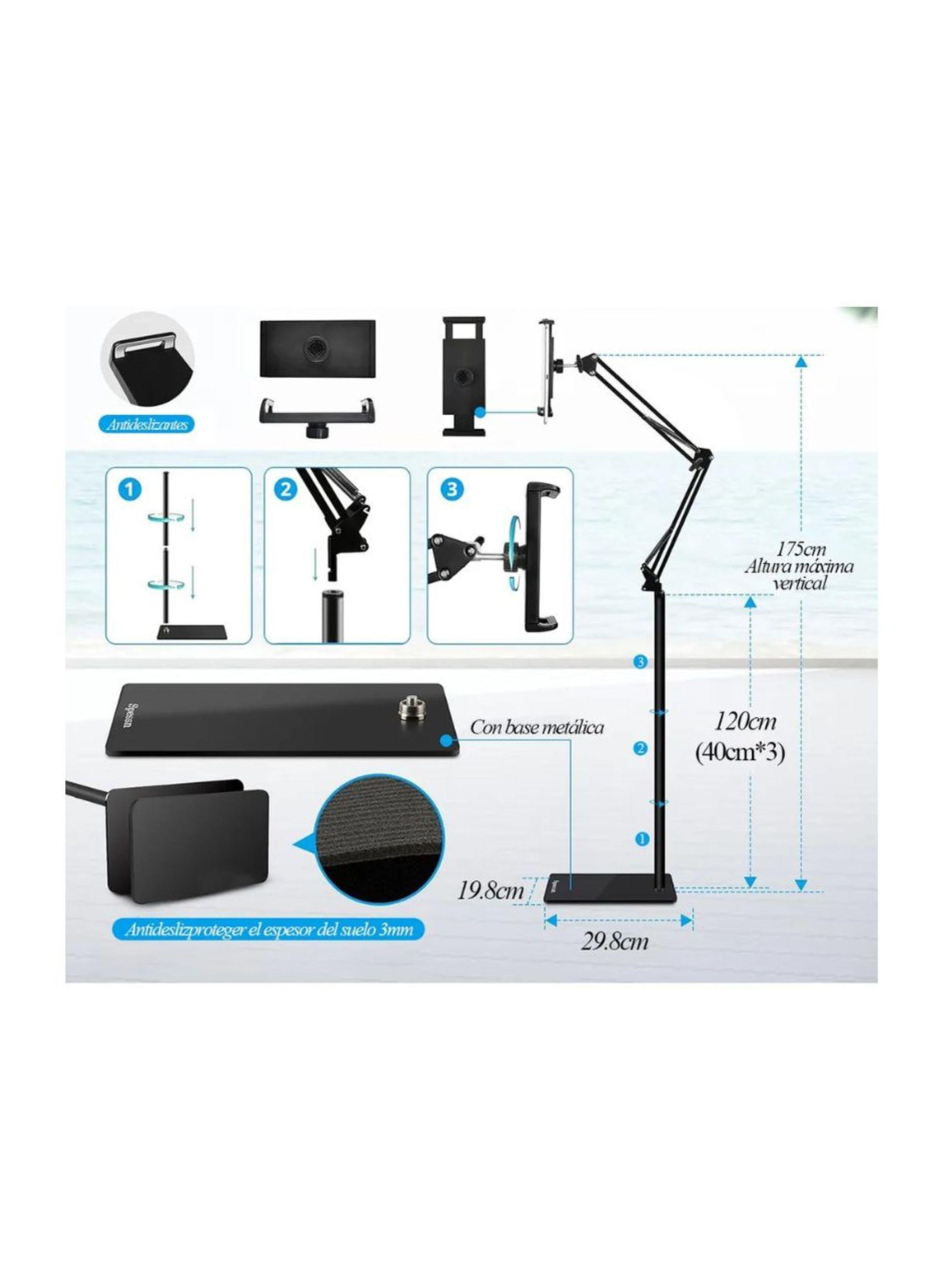 Soporte Suelo Ajustable Para iPad Teléfono 360º-4