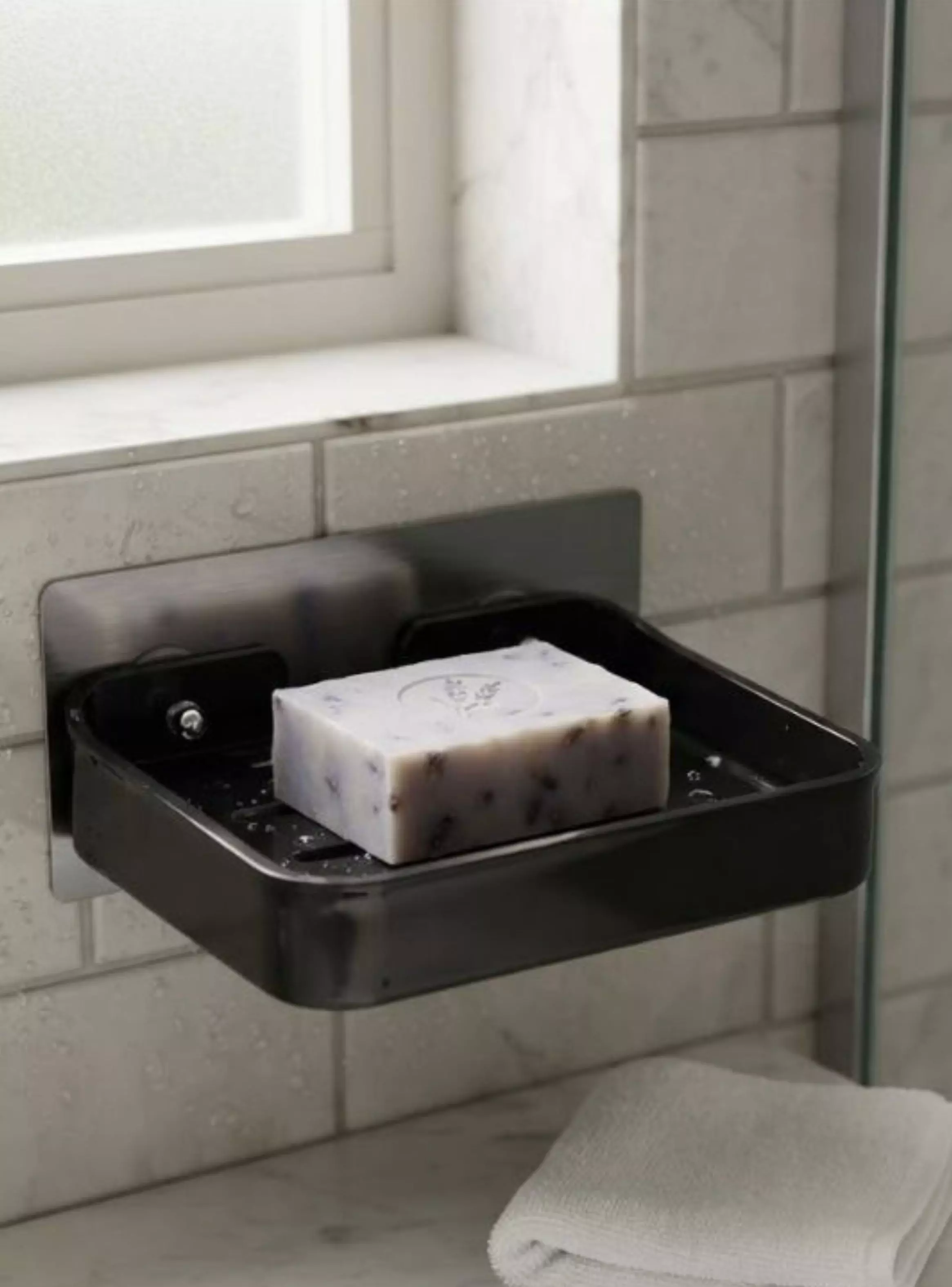  Organizador Jabonera Negra Adhesiva Baño Diseño Moderno-2