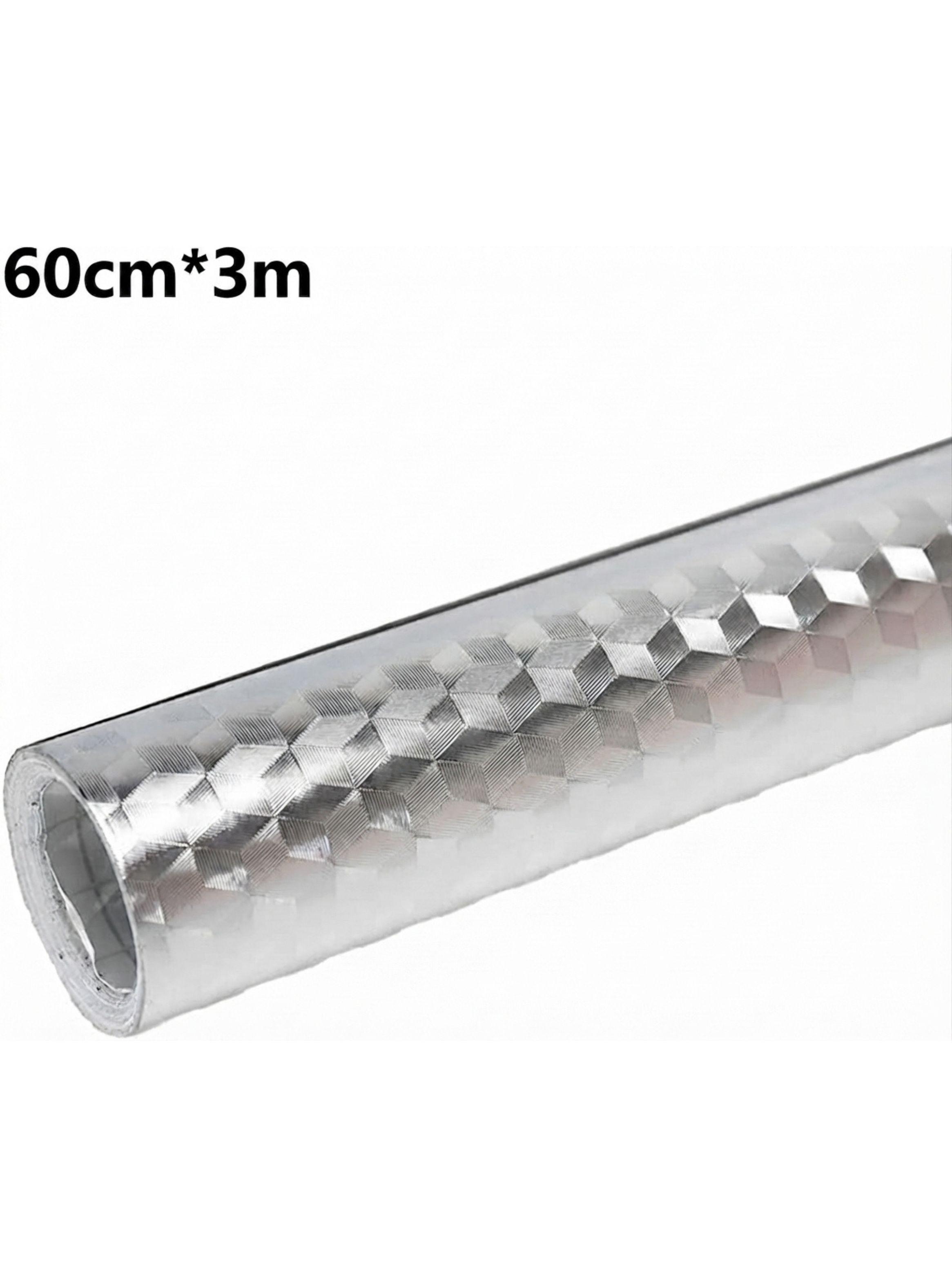 Papel Aluminio Autoadhesivo Antigrasa Para Cocina Impermeable Plateado 60CMx3m-3