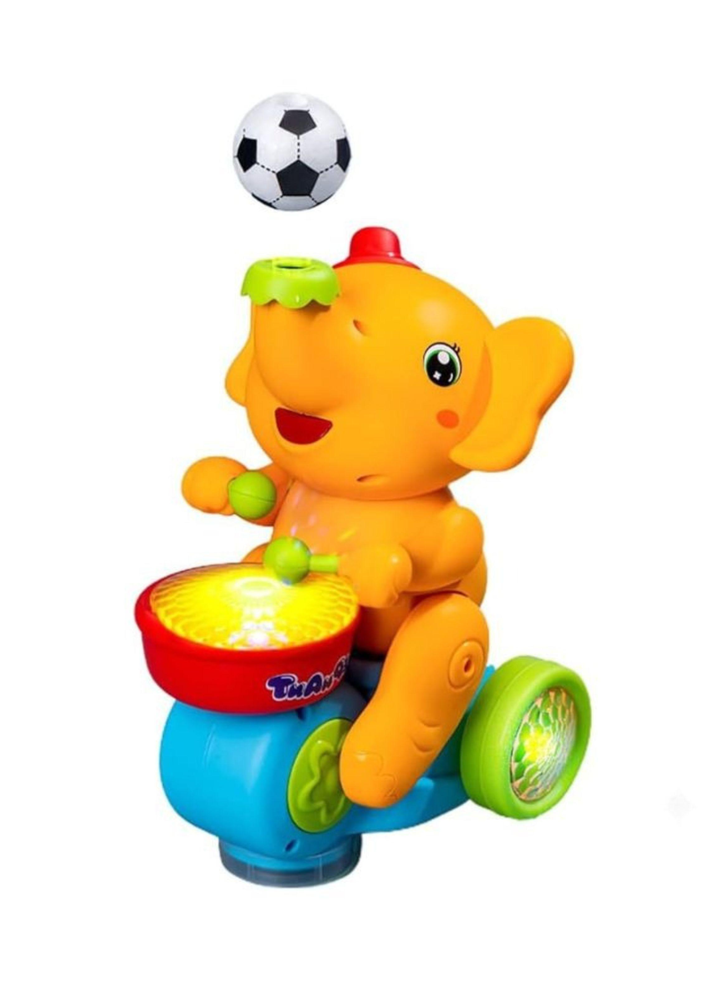 Juguete Elefante Músico Con Luces Y Sonido Niños Naranja-0