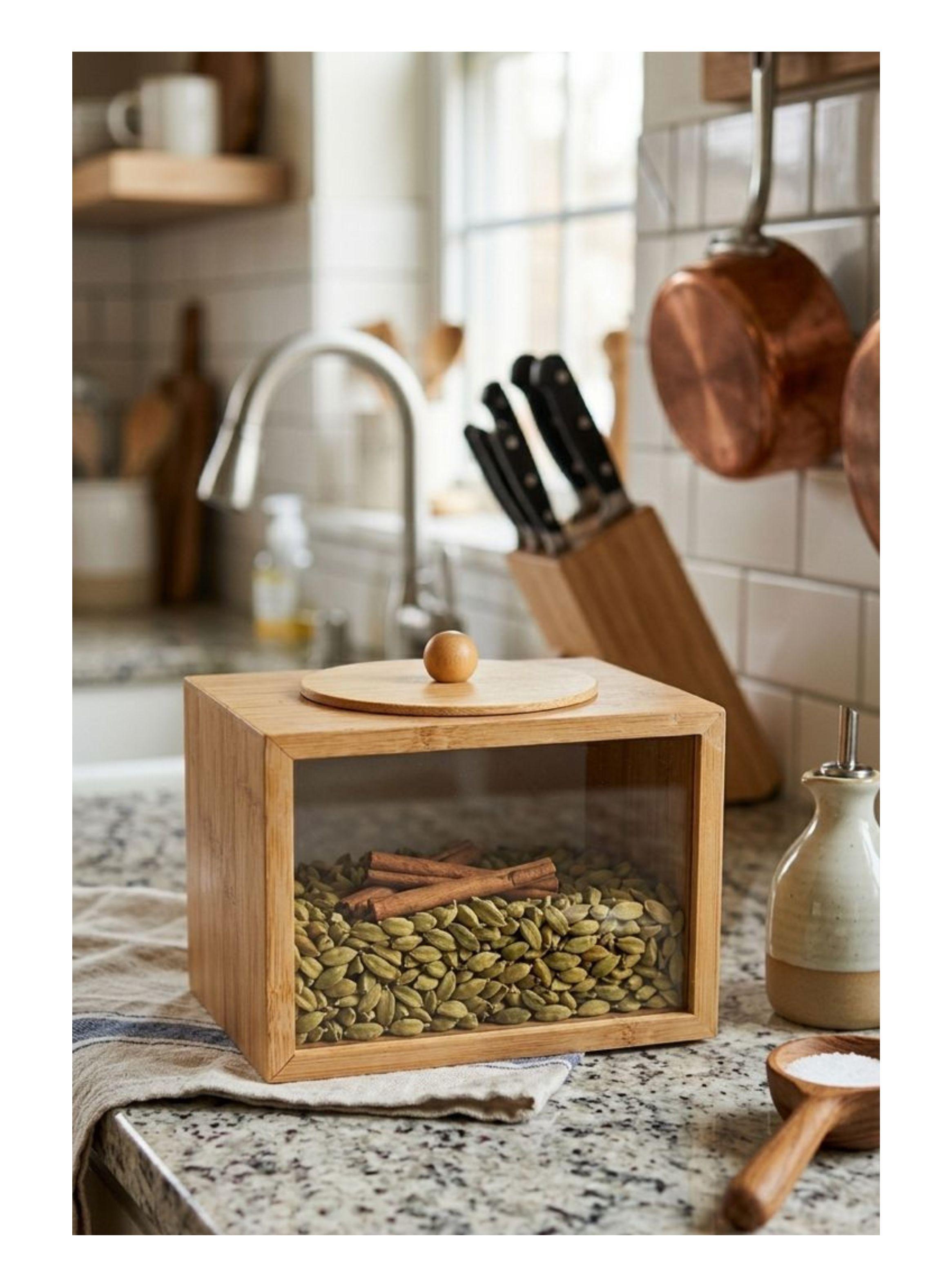 Contenedor Organizador De Cocina Acrílico Y Bambú 850ml-2