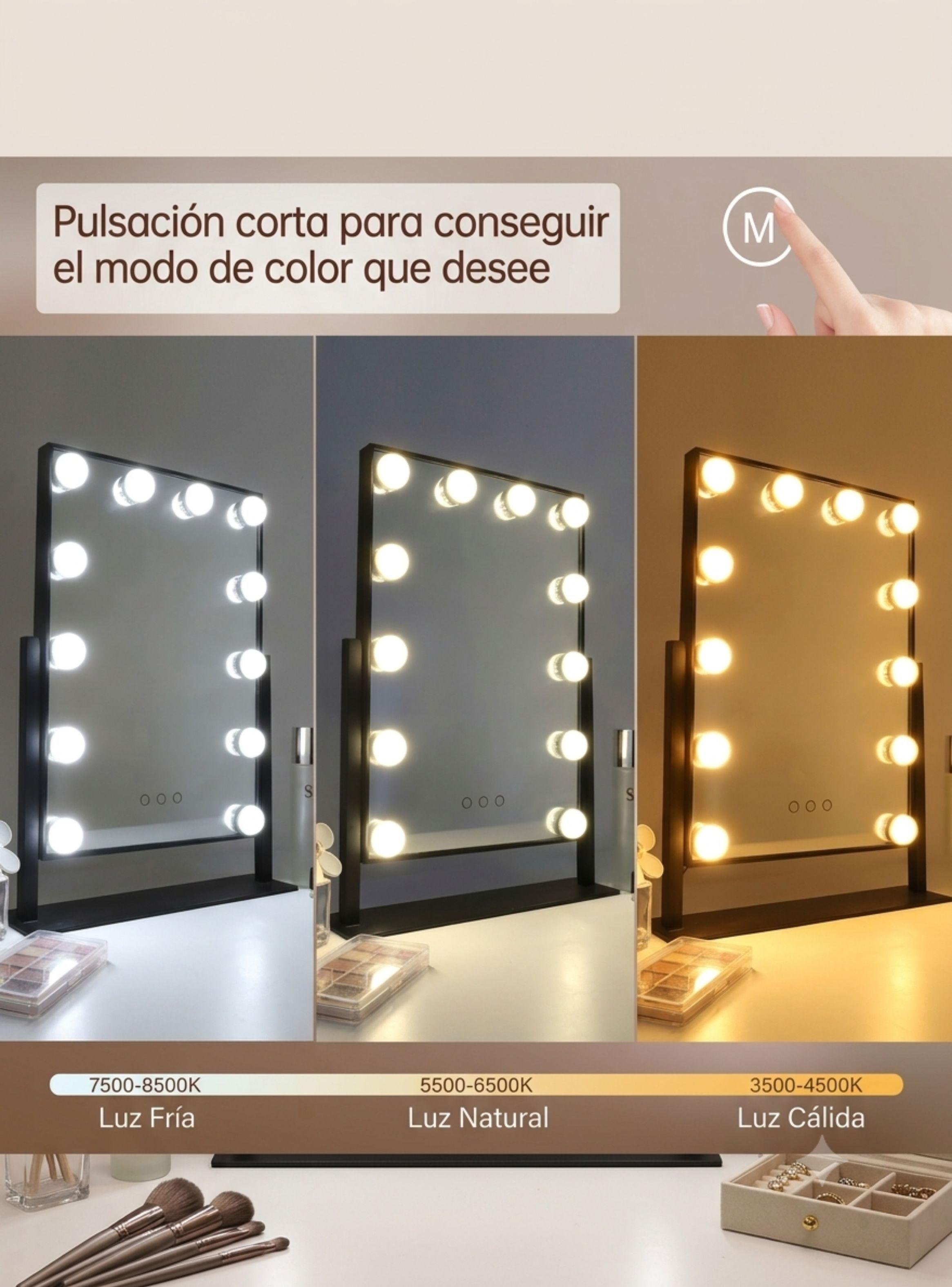 Espejo De Maquillaje Con 12 Luces Led Touch Para Mesa-2