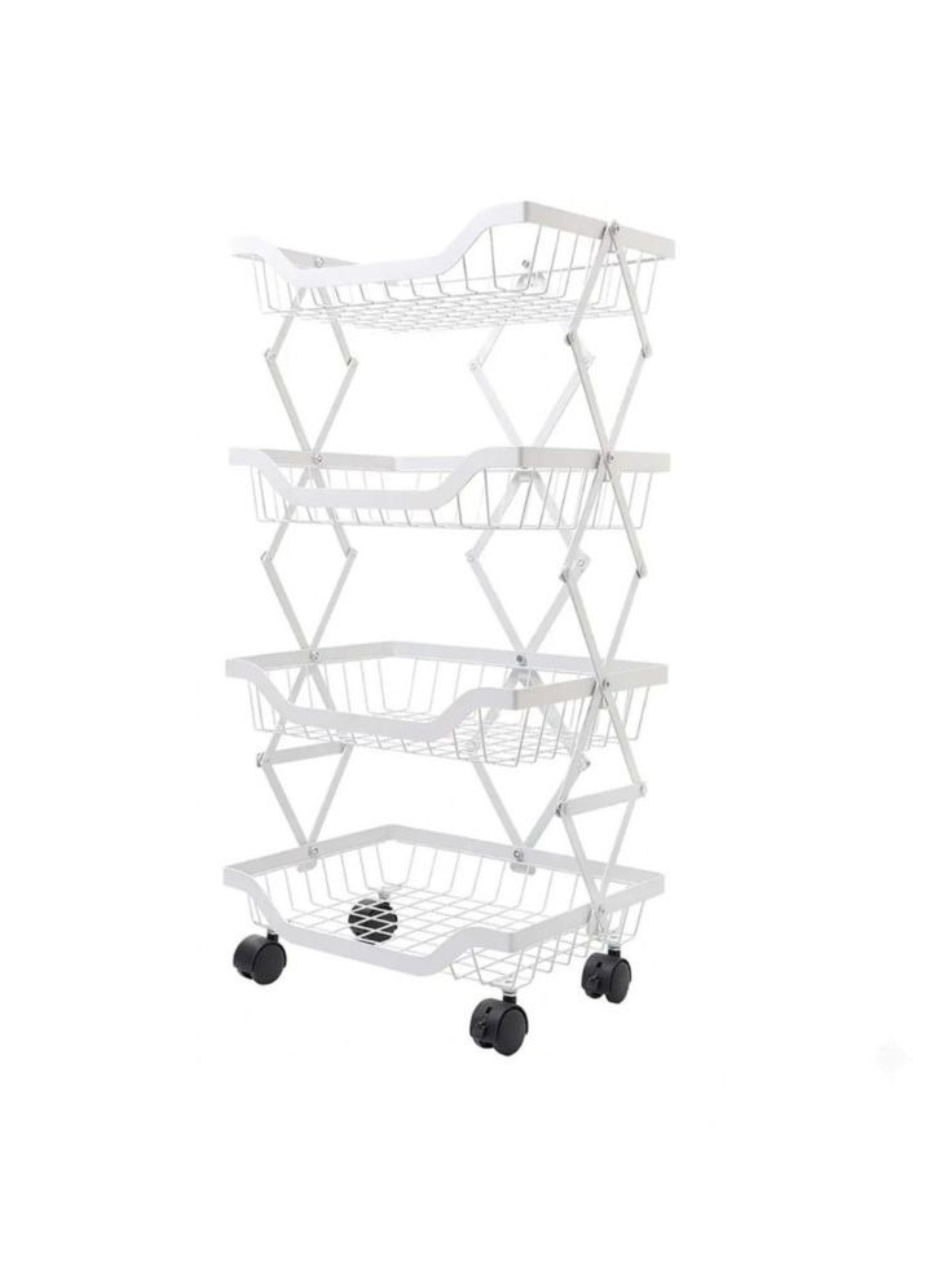  Organizador Multiuso Carrito Auxiliar 4 Niveles Ruedas Blanco-0