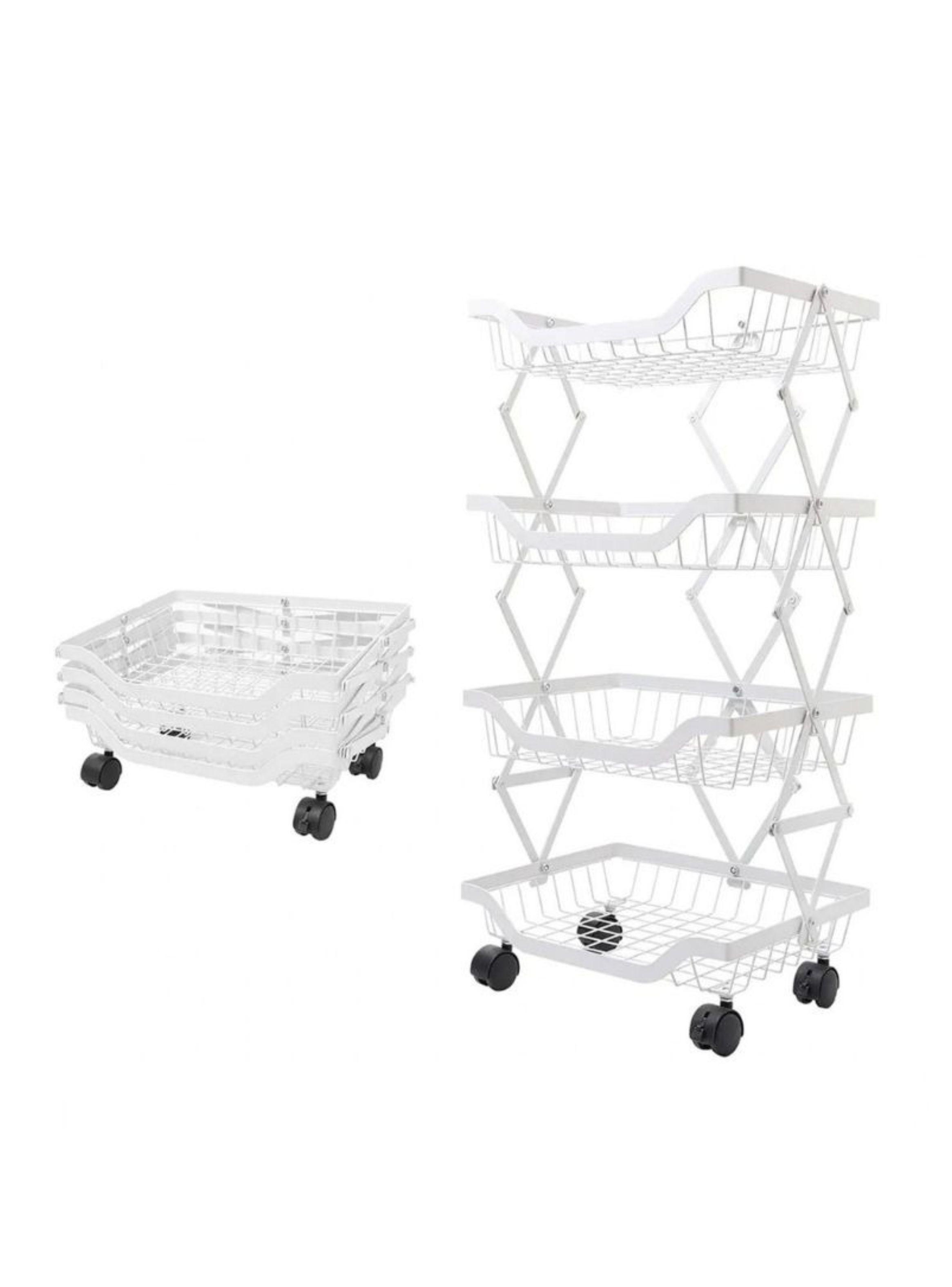  Organizador Multiuso Carrito Auxiliar 4 Niveles Ruedas Blanco-1