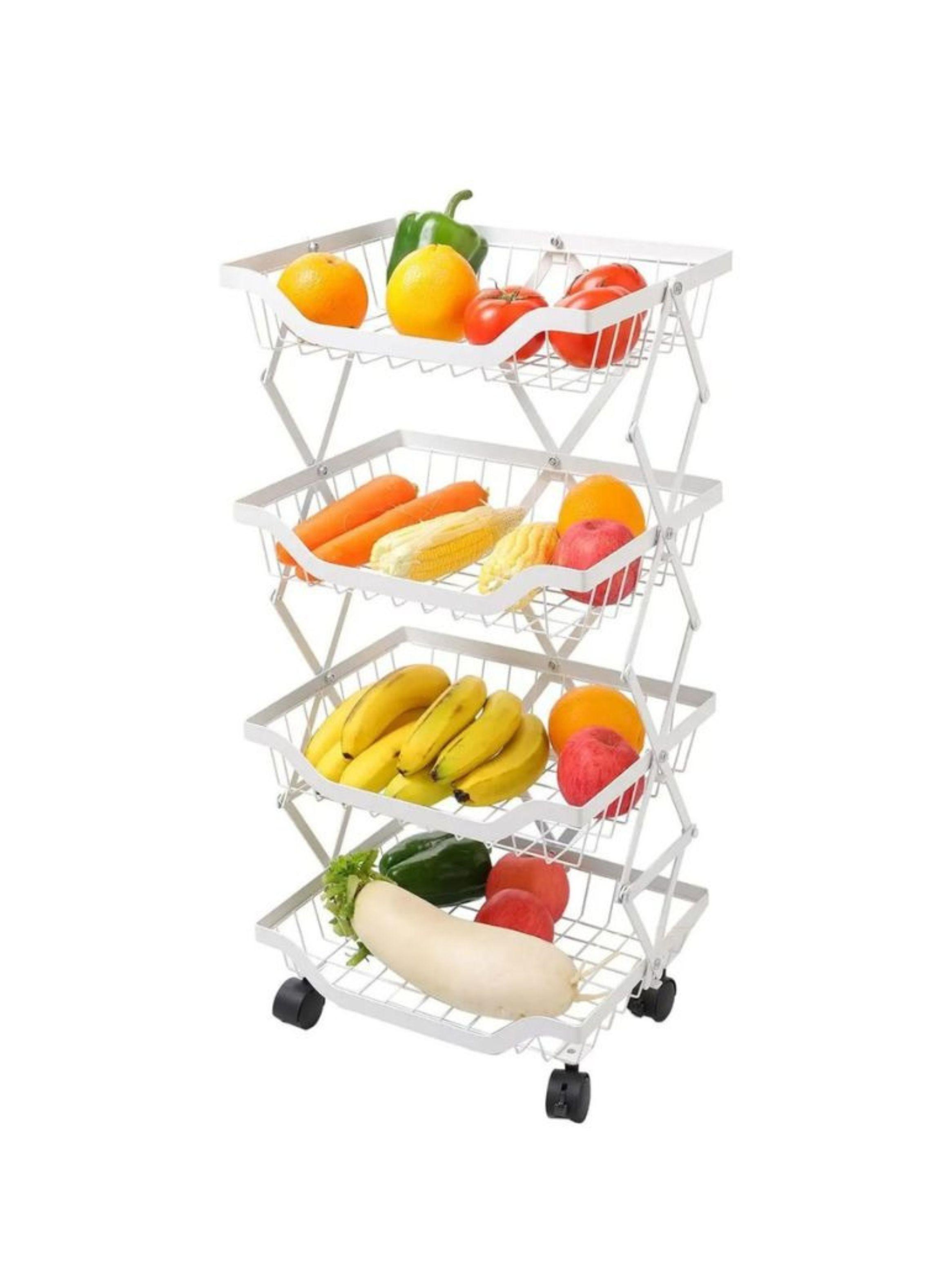  Organizador Multiuso Carrito Auxiliar 4 Niveles Ruedas Blanco-2