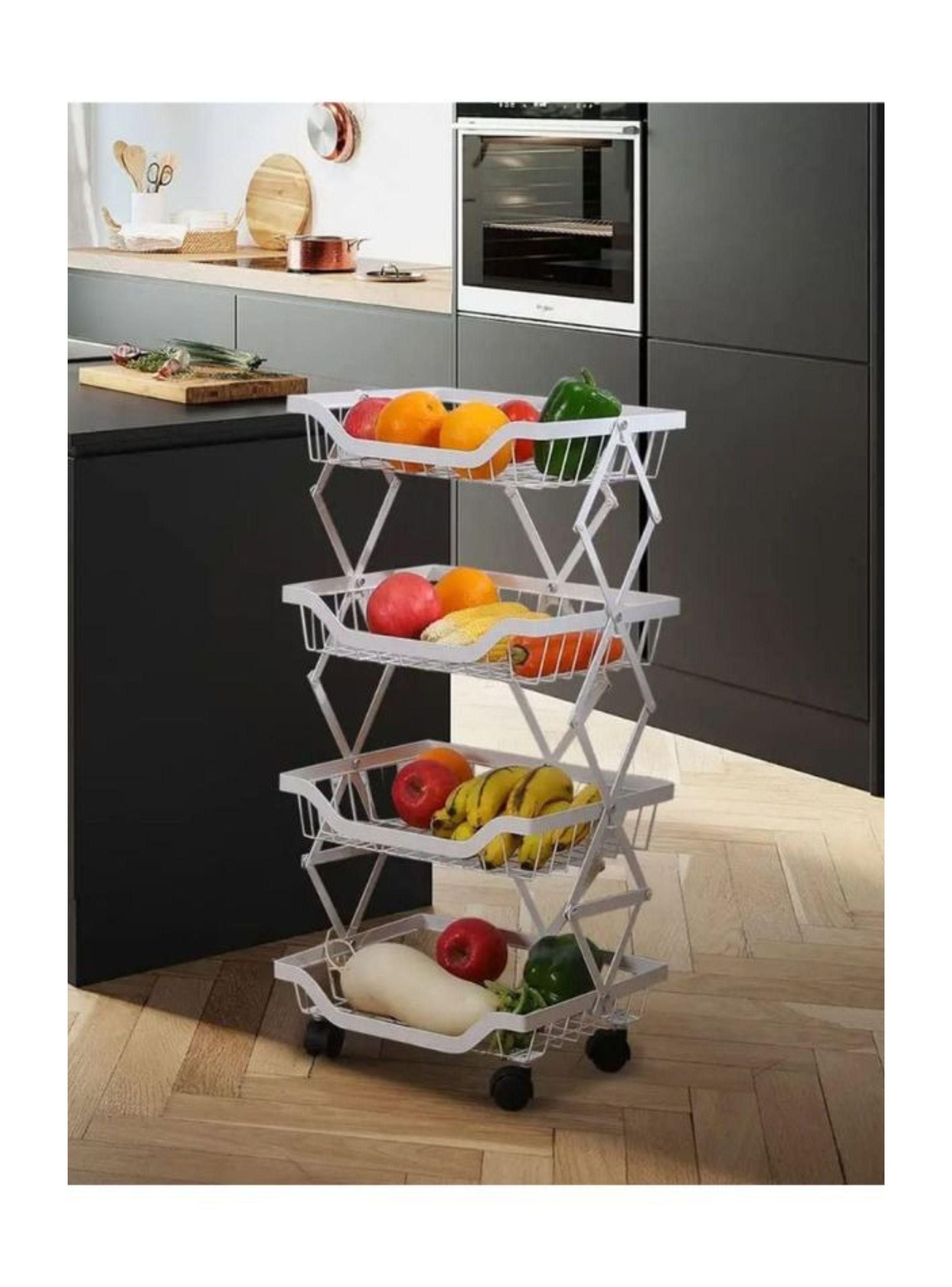  Organizador Multiuso Carrito Auxiliar 4 Niveles Ruedas Blanco-3