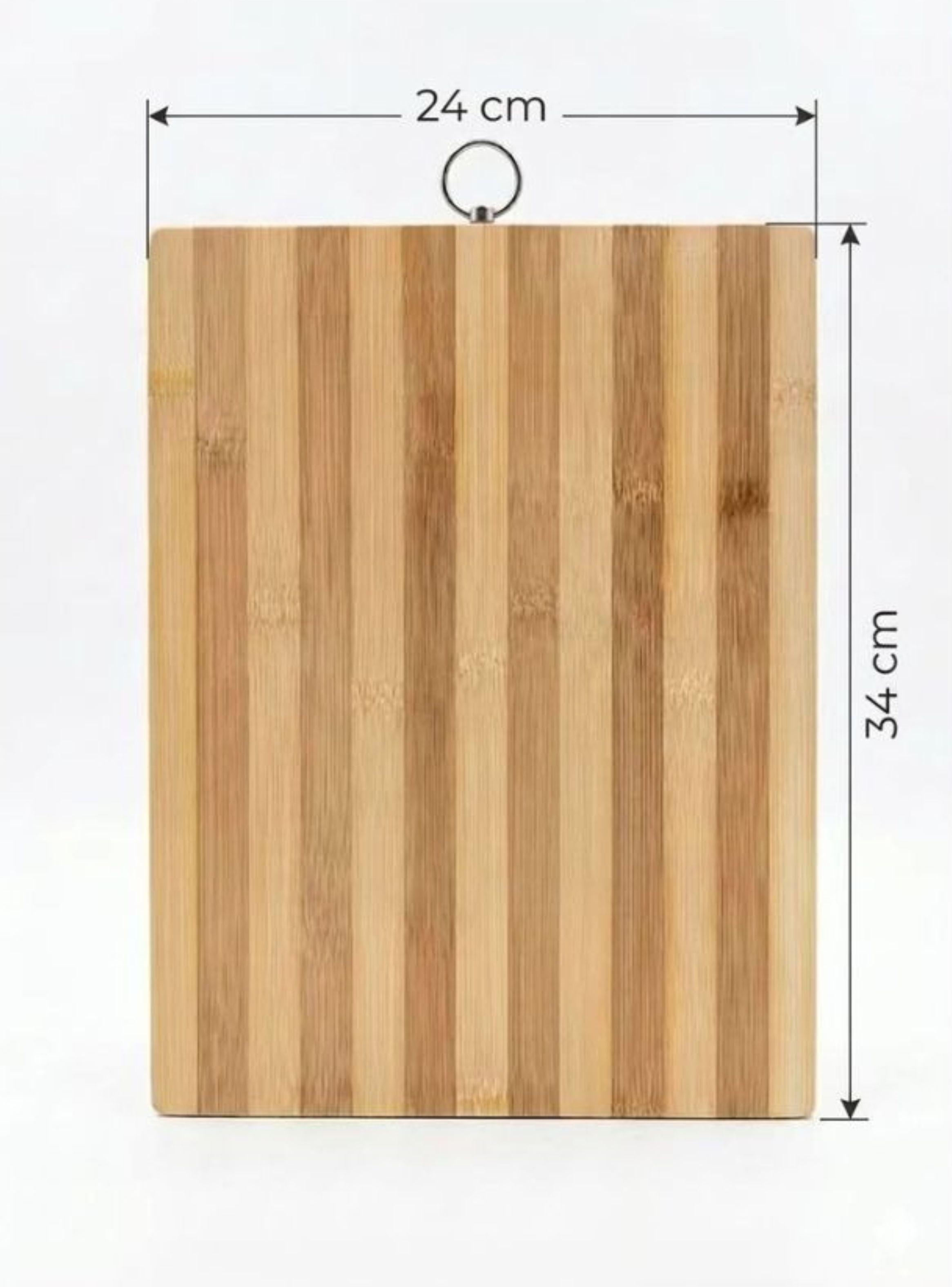 Tabla Picar Bambú Rectangular Minimalista Colgador Metálico 34x24cm-1