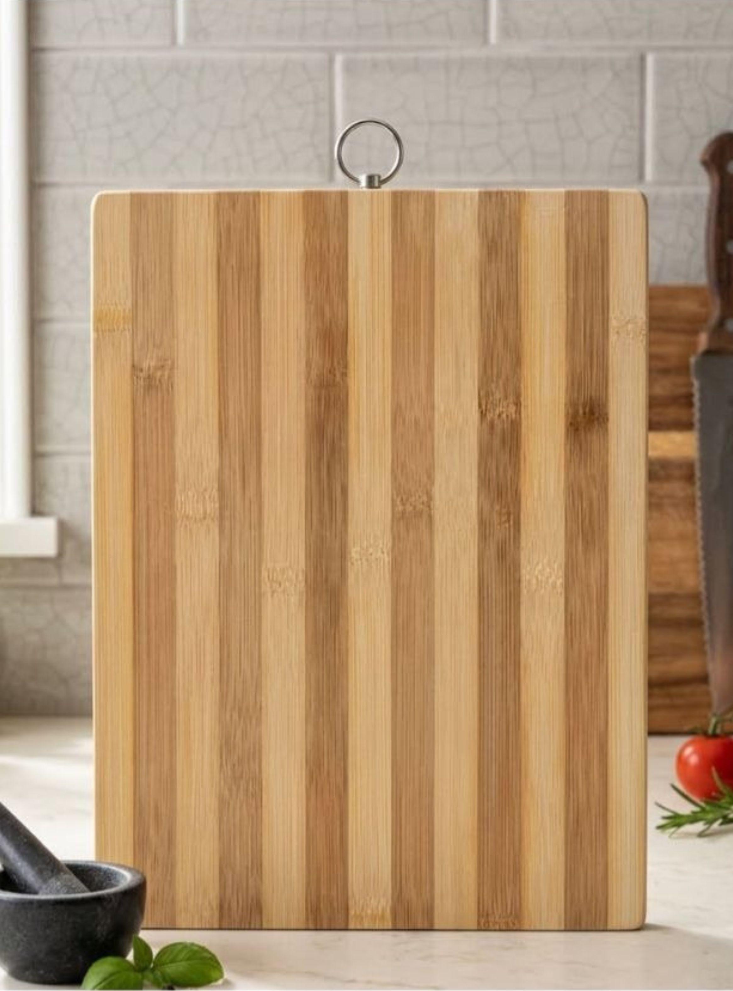 Tabla Picar Bambú Rectangular Minimalista Colgador Metálico 34x24cm-2