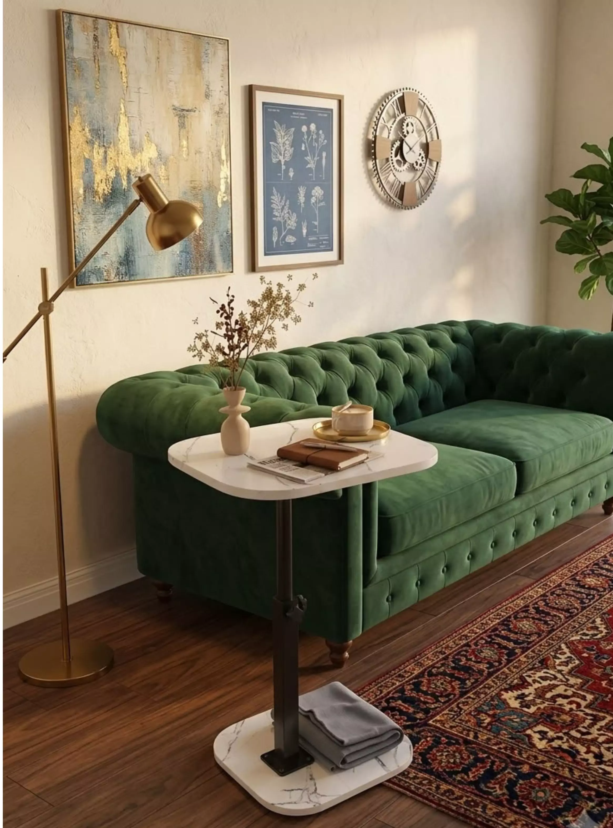 Mesa Auxiliar Sofá Cama Altura Regulable Mármol Moderna-3