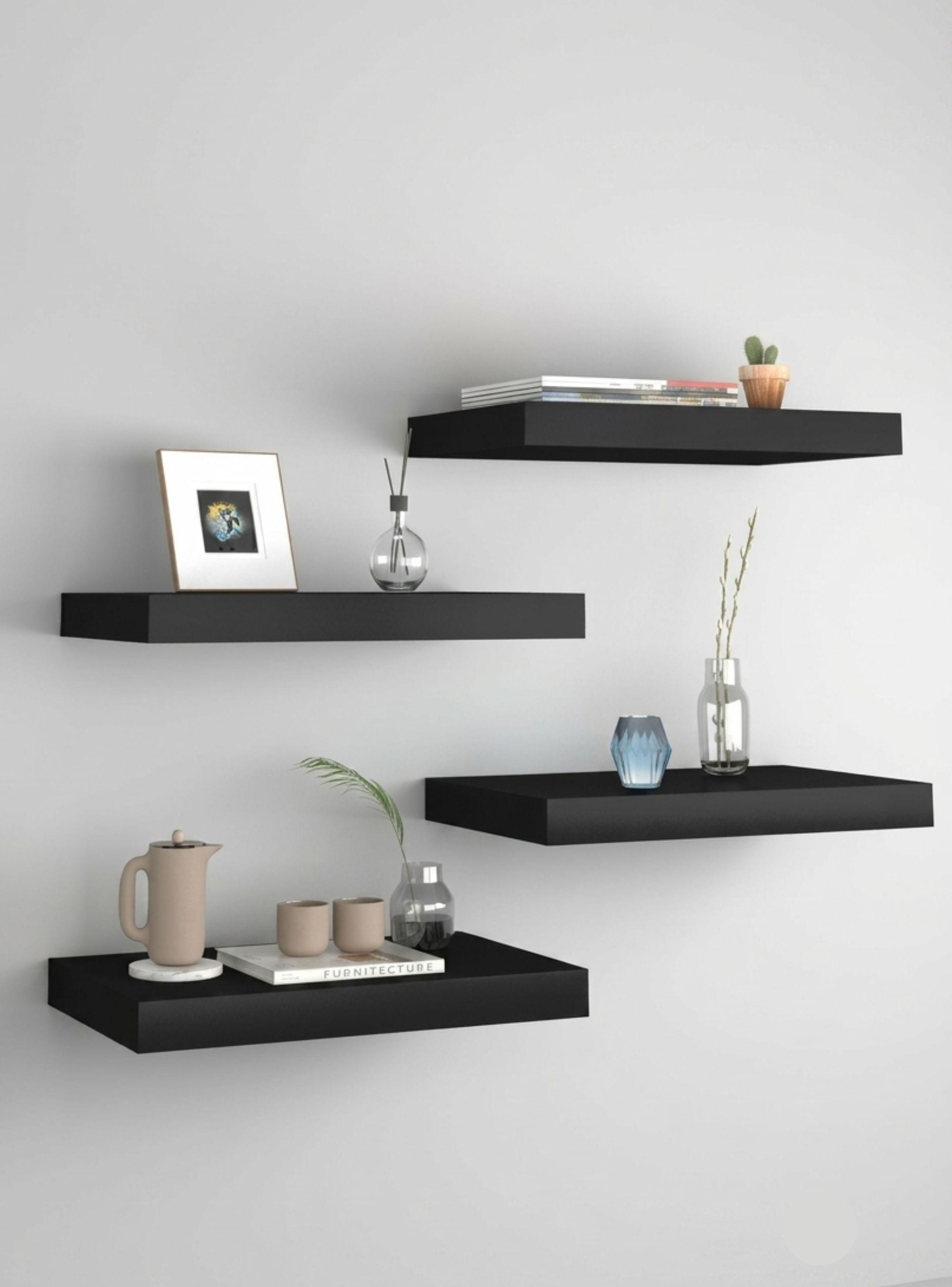 Repisa Flotante Negra Minimalista Estante Organizador Pared 40cm-2