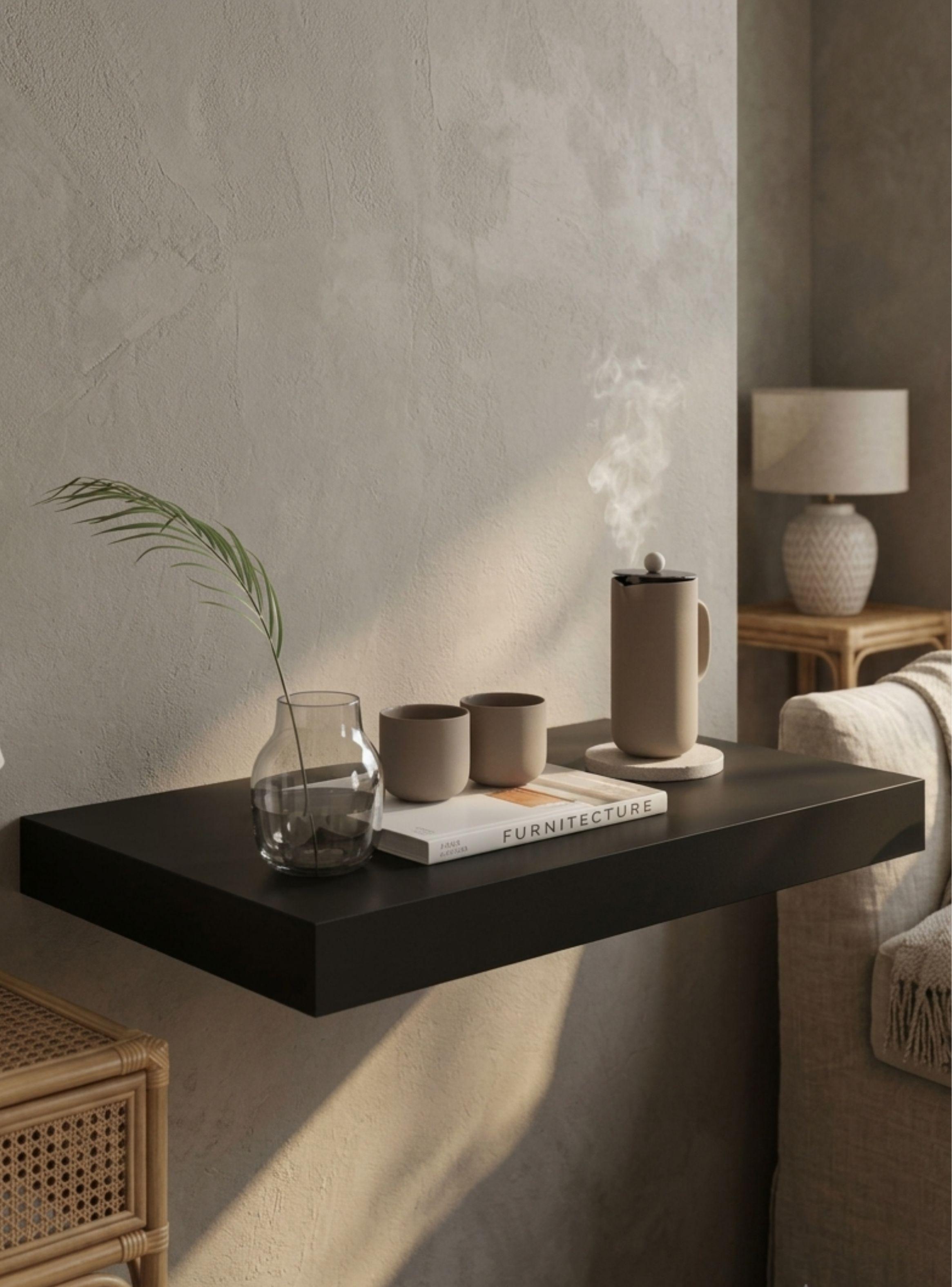 Repisa Flotante Negra Minimalista Estante Organizador Pared 40cm-3