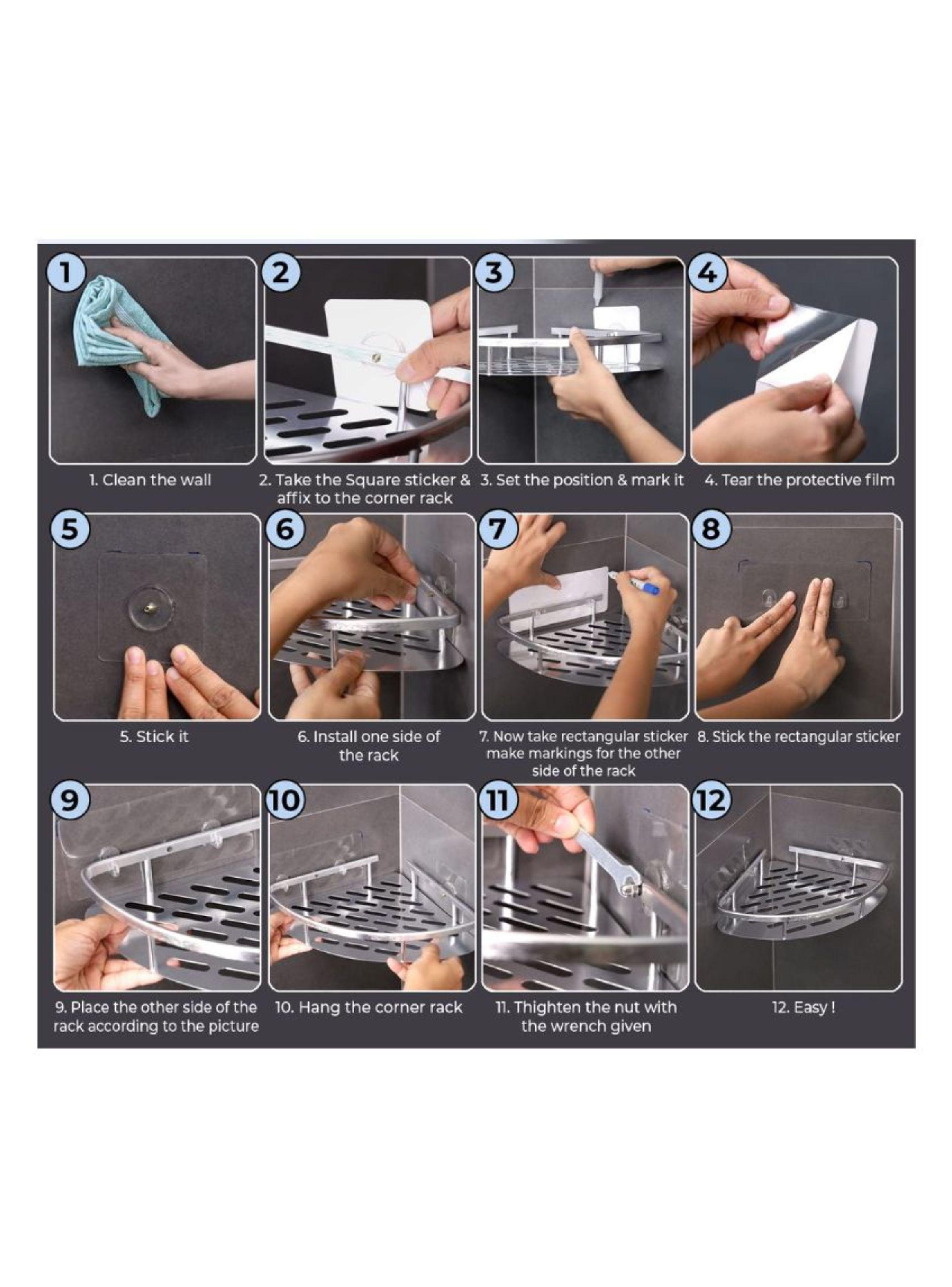 Estante Organizador de Baño Esquinero para Ducha Plateado-3