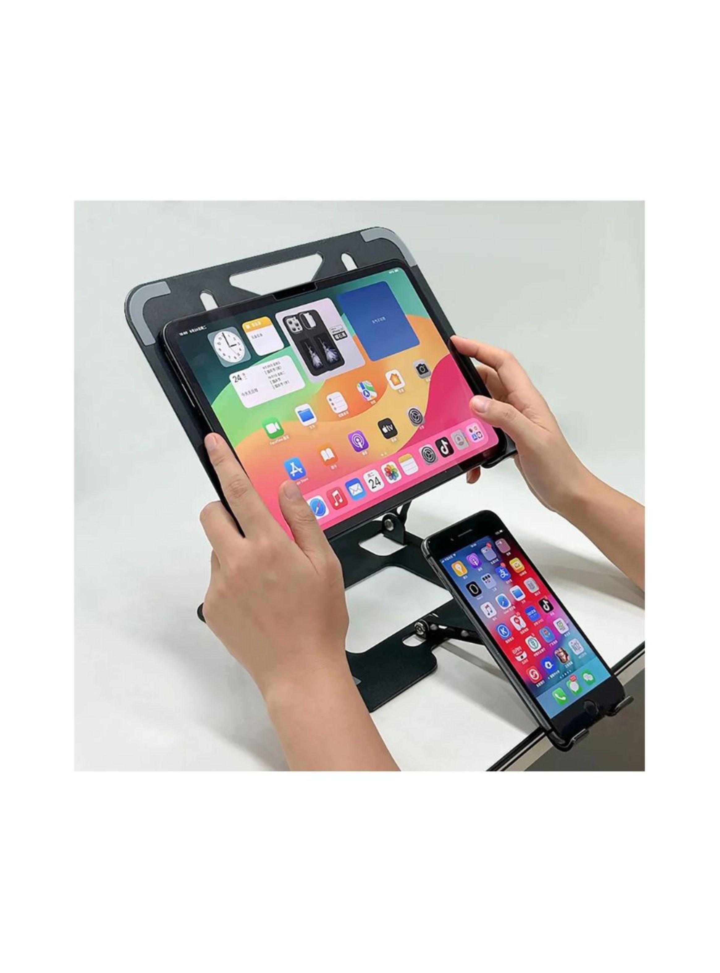 Soporte Ergonómico de Aluminio para Laptop y Celular 2 en 1-4