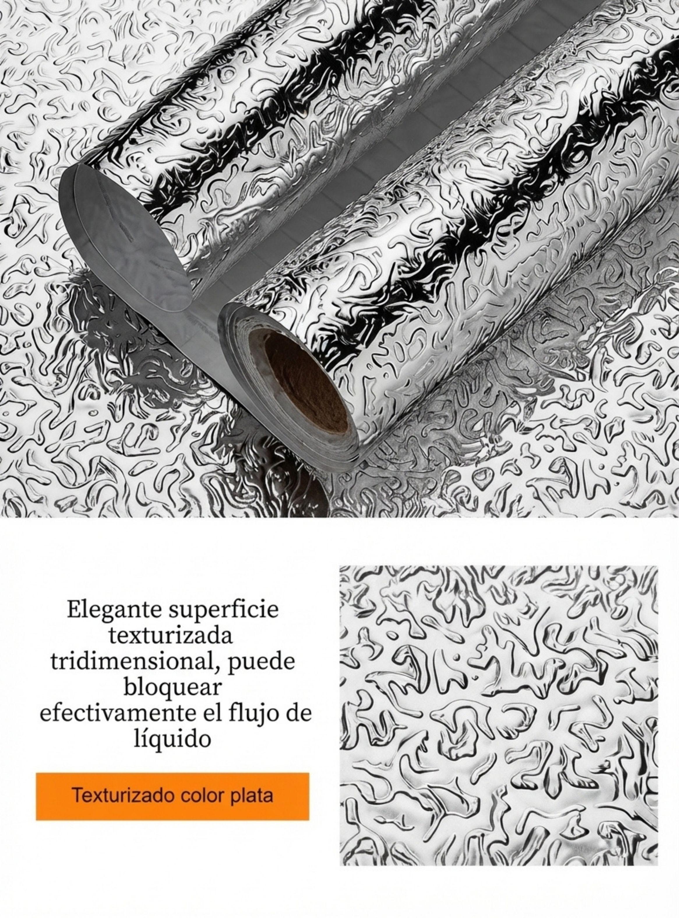 Pack 2 Papel Aluminio Autoadhesivo Antigrasa Para Cocina Impermeable Plateado 0 4x3M-2