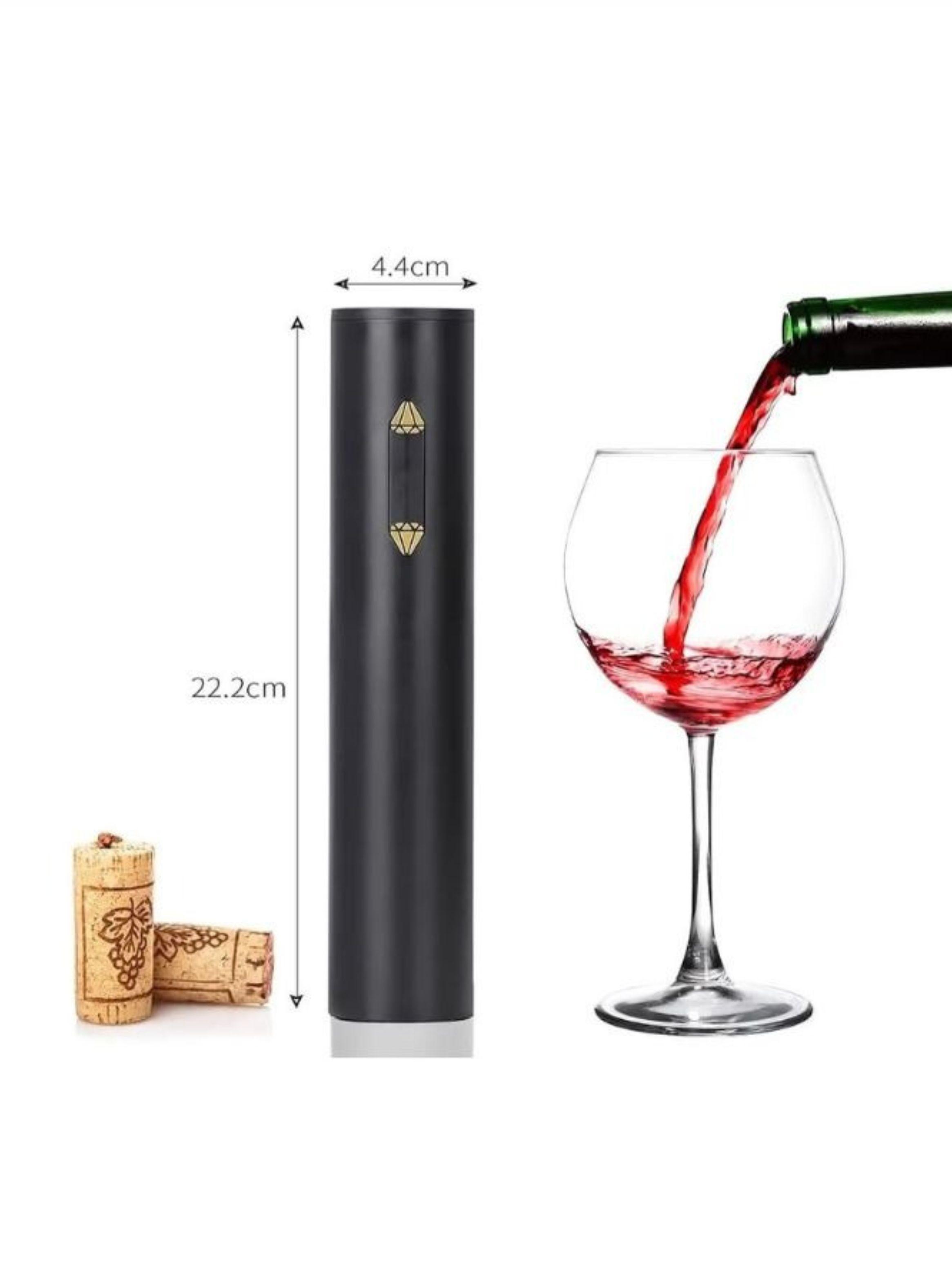 Sacacorcho Eléctrico Automático De Vino Negro Con Tapón Al Vacío-2