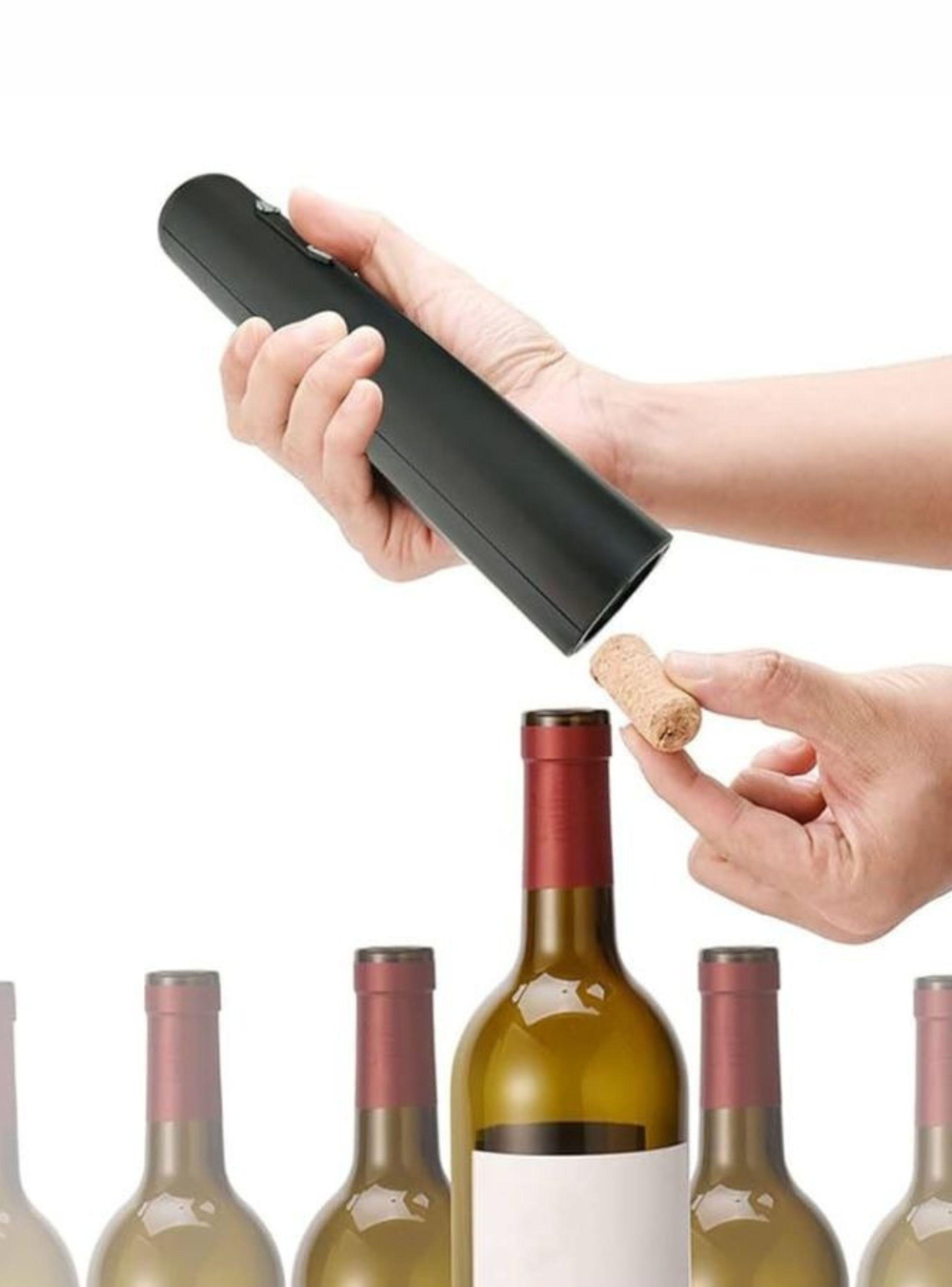 Sacacorcho Eléctrico Automático De Vino Negro Con Tapón Al Vacío-3
