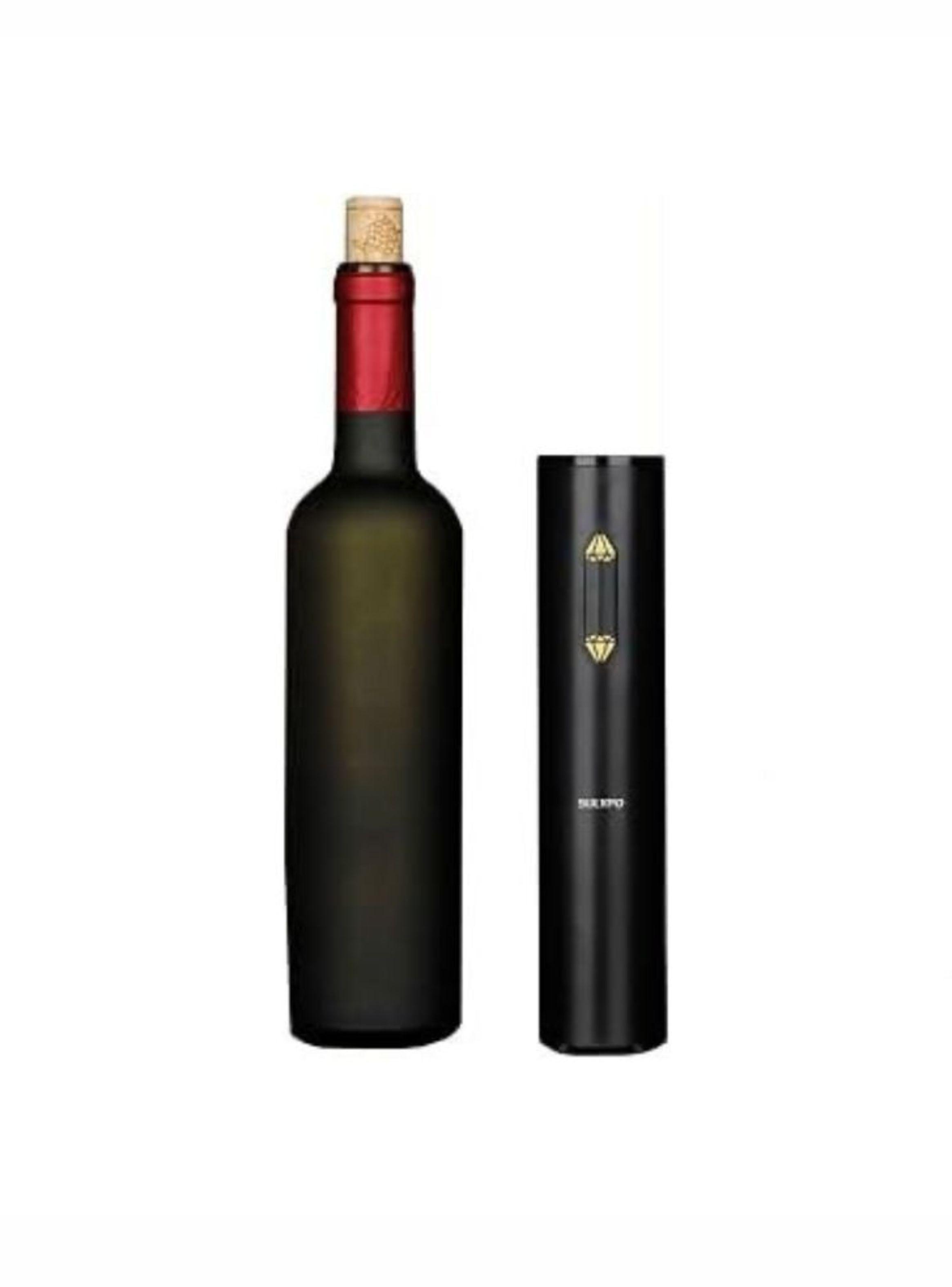 Sacacorcho Eléctrico Automático De Vino Negro Con Tapón Al Vacío-4