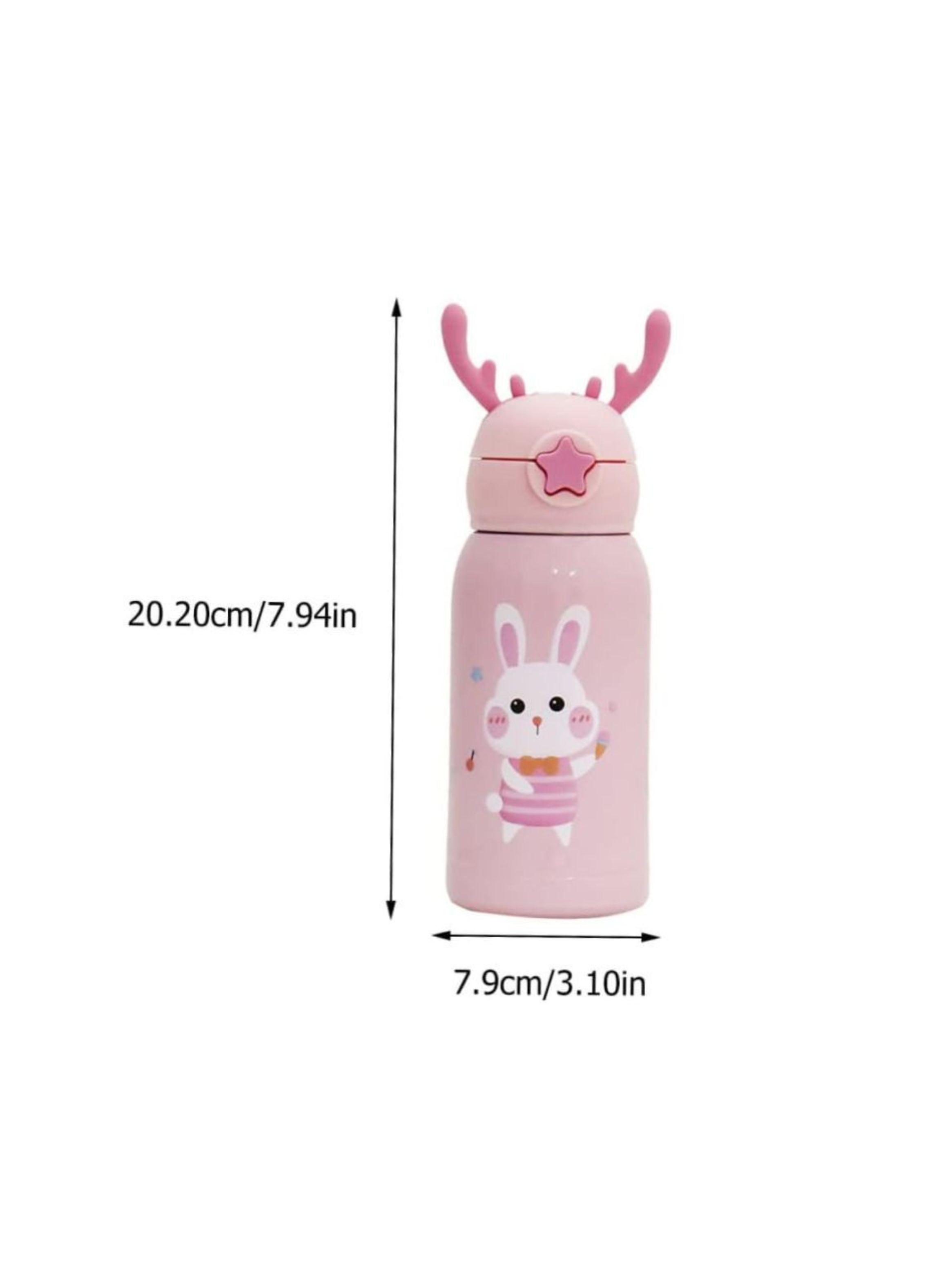 Botella De Agua Térmica Portatil 500ml Conejito Rosa Infantil-2
