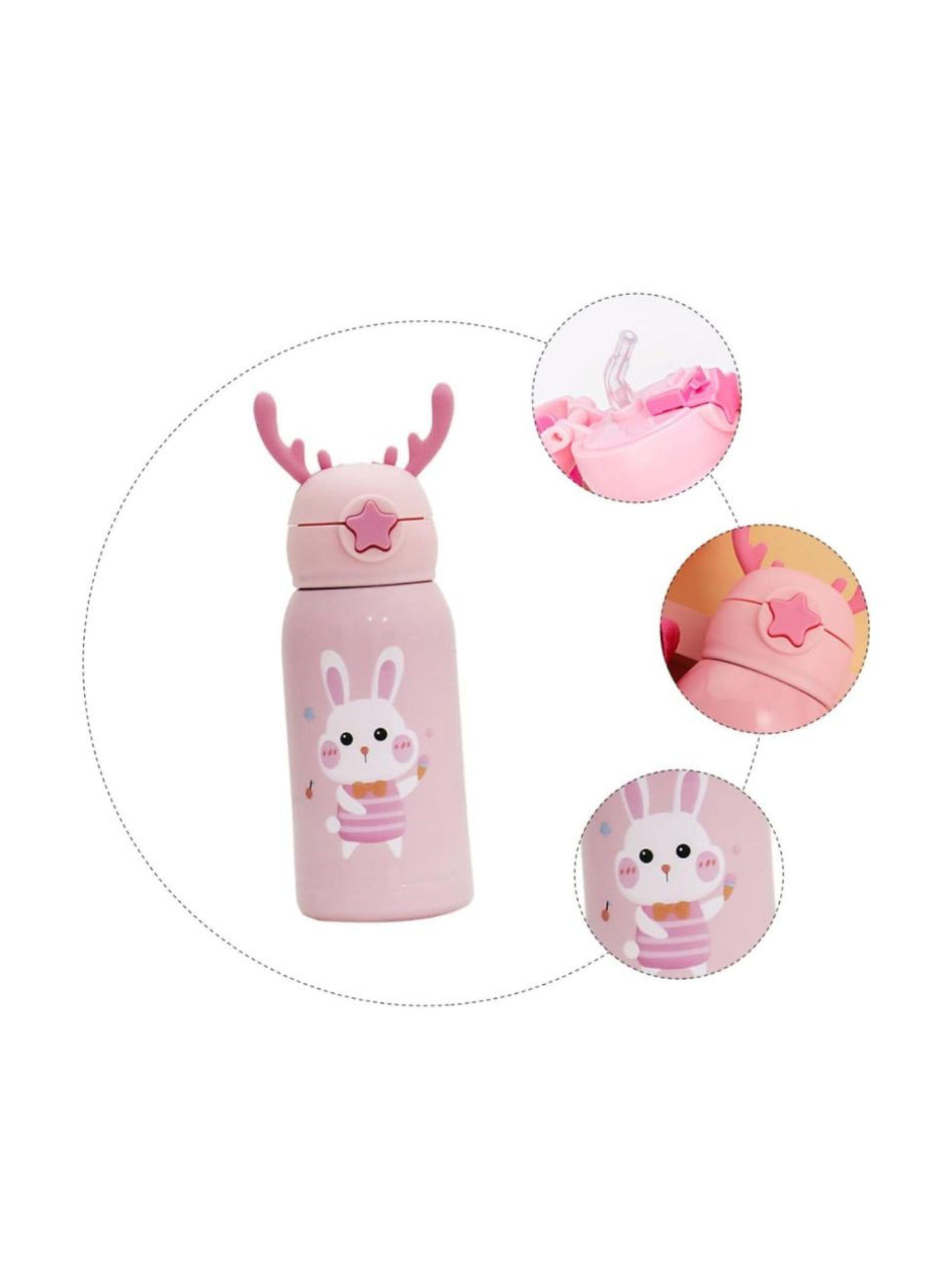 Botella De Agua Térmica Portatil 500ml Conejito Rosa Infantil-5