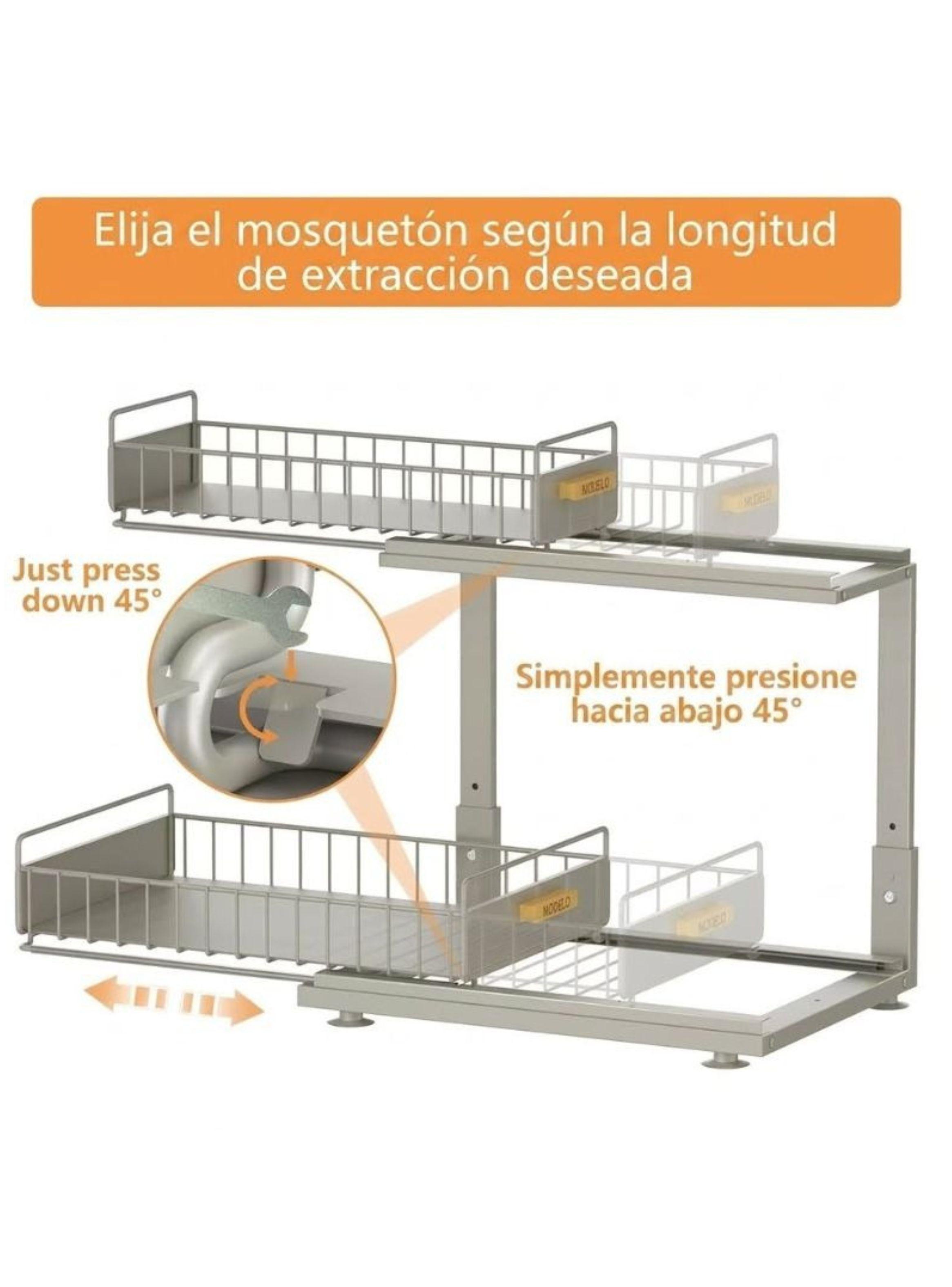 Organizador 2 Niveles Cajones Deslizantes Cocina Bano Despensa-2