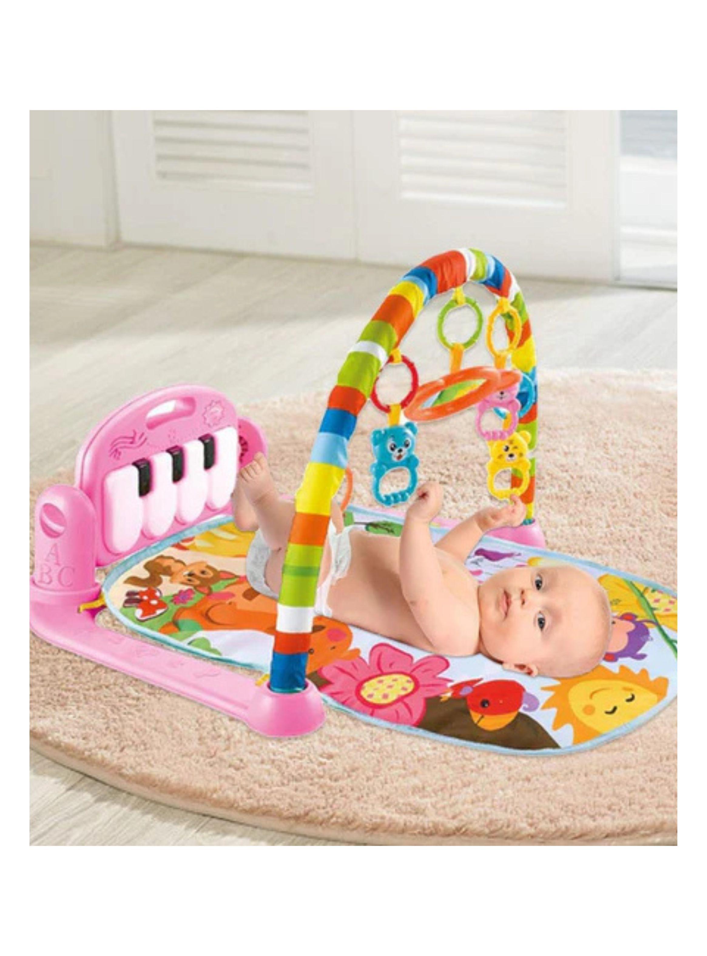 Gimnasio de Bebé Alfombra Infantil Musical con Piano Rosa-2